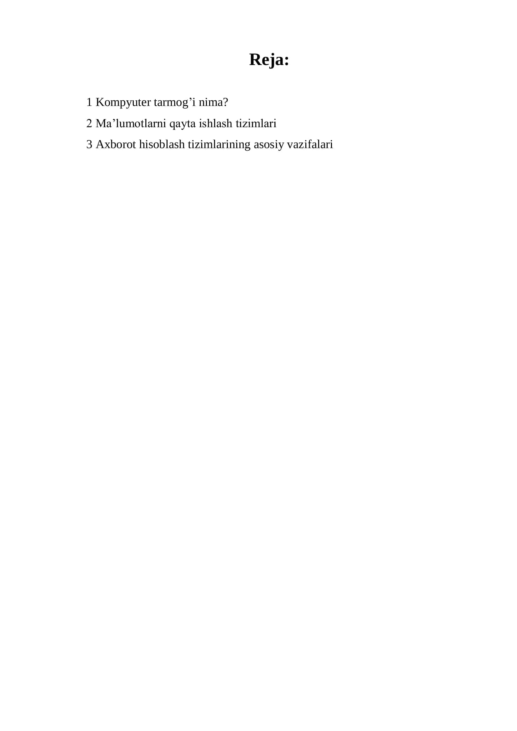 Kompyuter tarmog’ining – maqsad va vazifalari 2