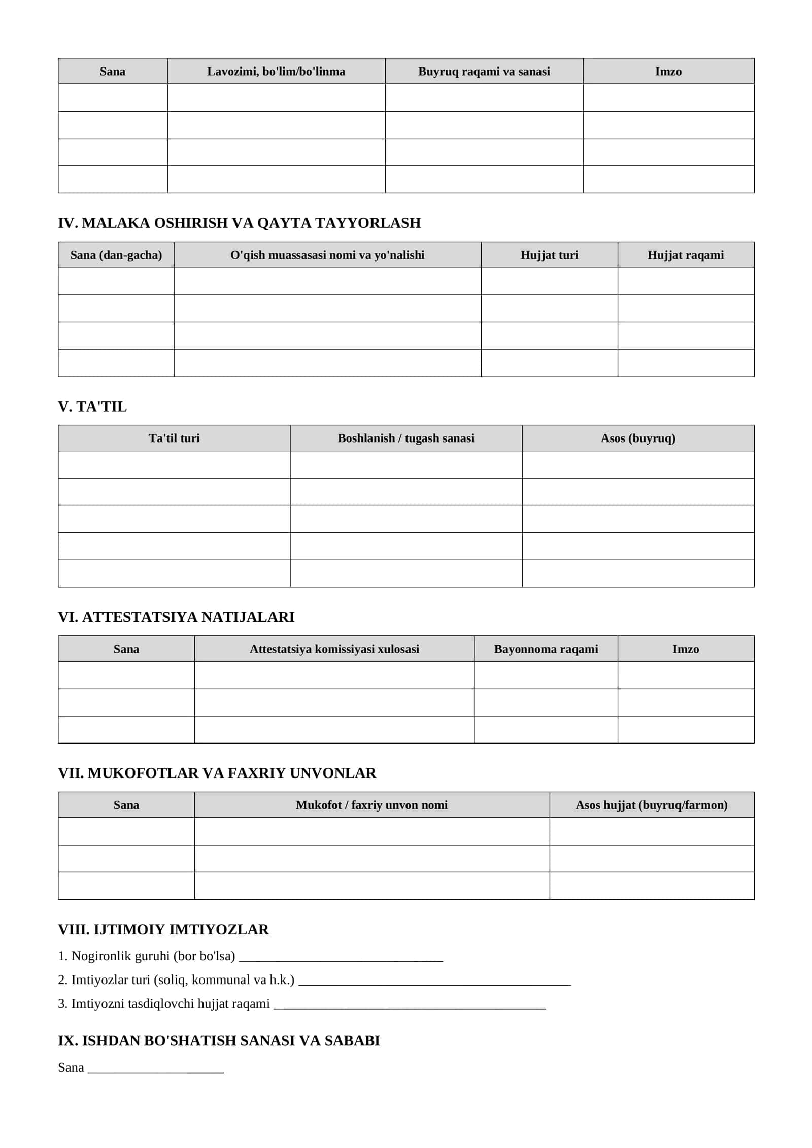 T2 Forma — Shaxsiy Varaqa Kartasi | Tayyor Namuna Blanka (PDF) 2