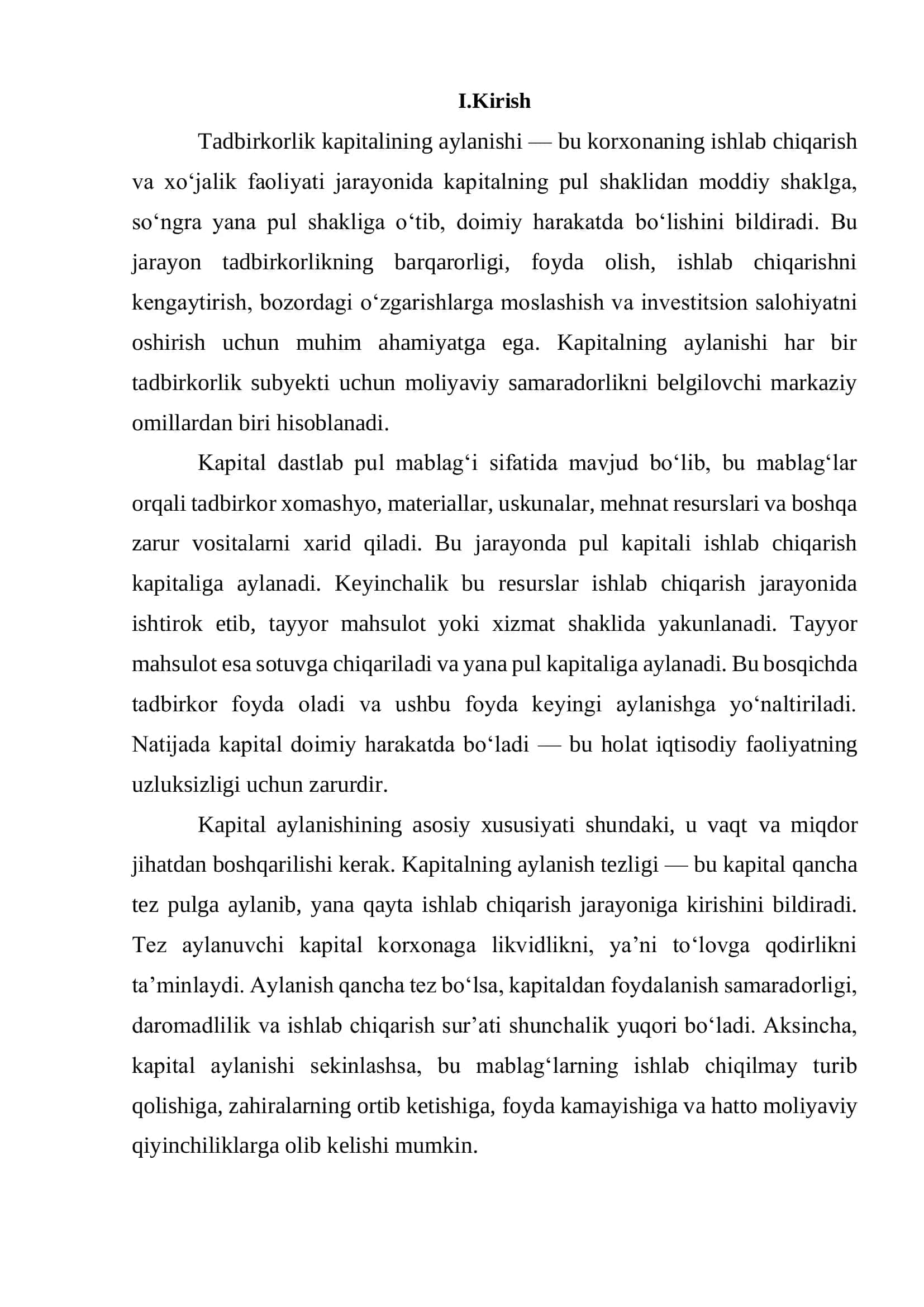 TADBIRKORLIK KAPITALINING AYLANISHI 2
