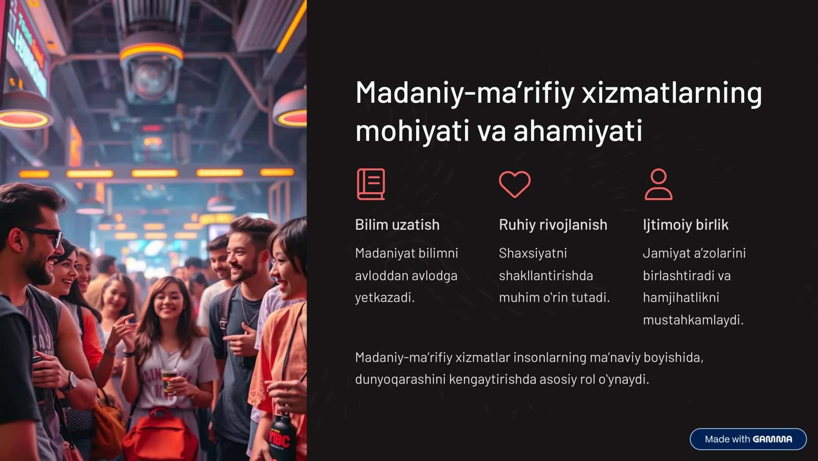 Aholiga madaniy-ma¾rifiy xizmat ko»rsatish 2