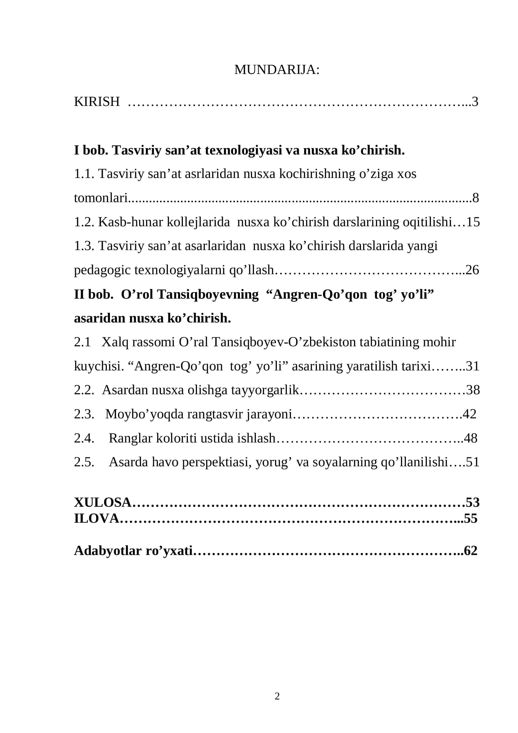 Tasviriy san‘at va muhandislik grafikasi ta‘lim yo’nalishi 2