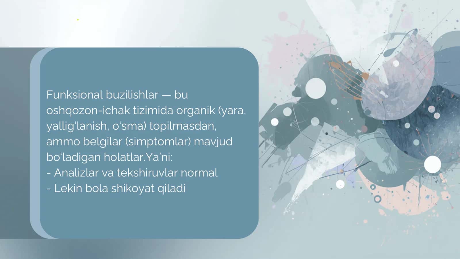 Bolalarda oshqozon - ichak tizimining funksional buzilishlari 2