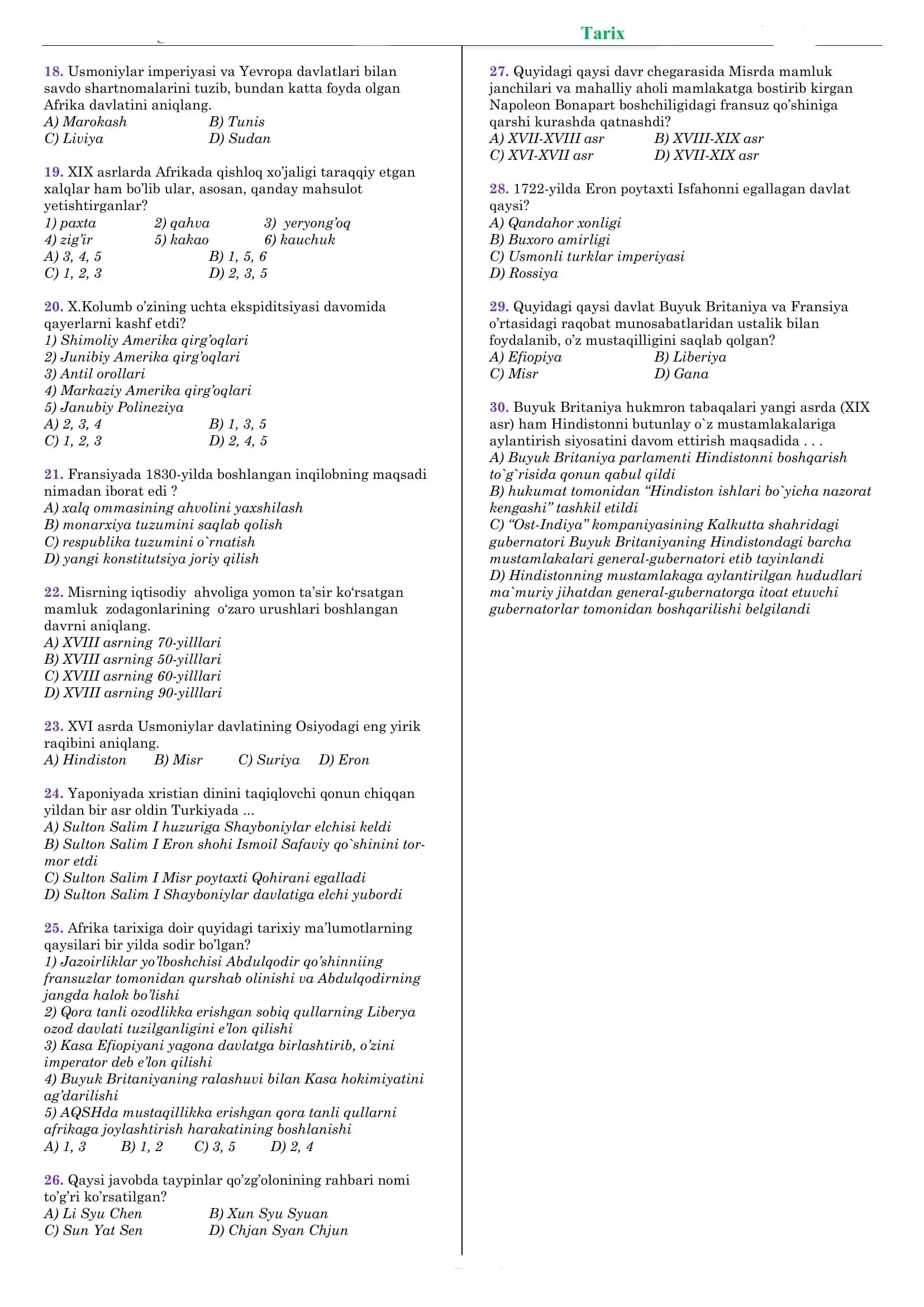 tarix test 2