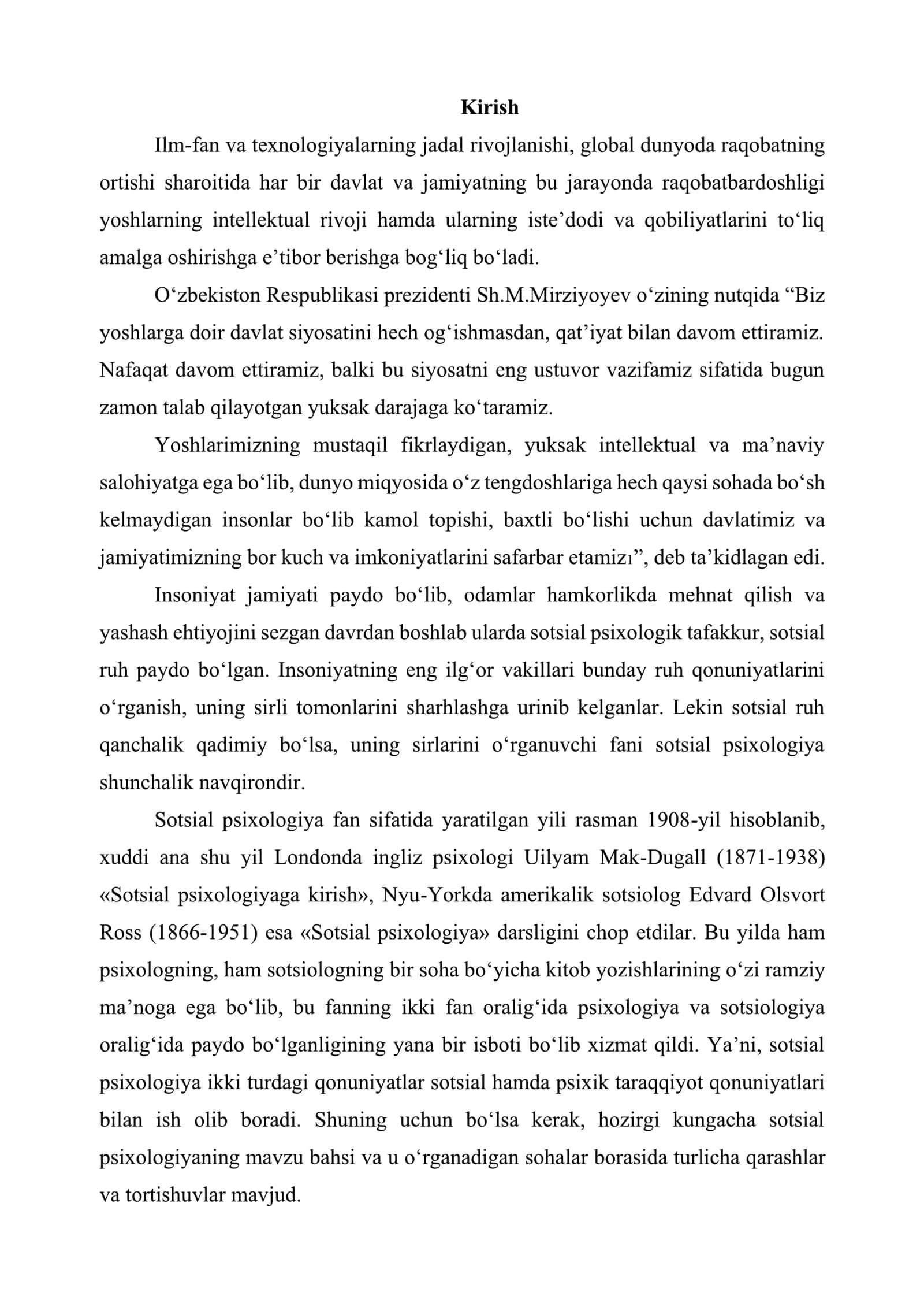 SOTSIAL PSIXOLOGIYANING ASOSIY YO'NALISHLARI VA TARМOQLARI 2