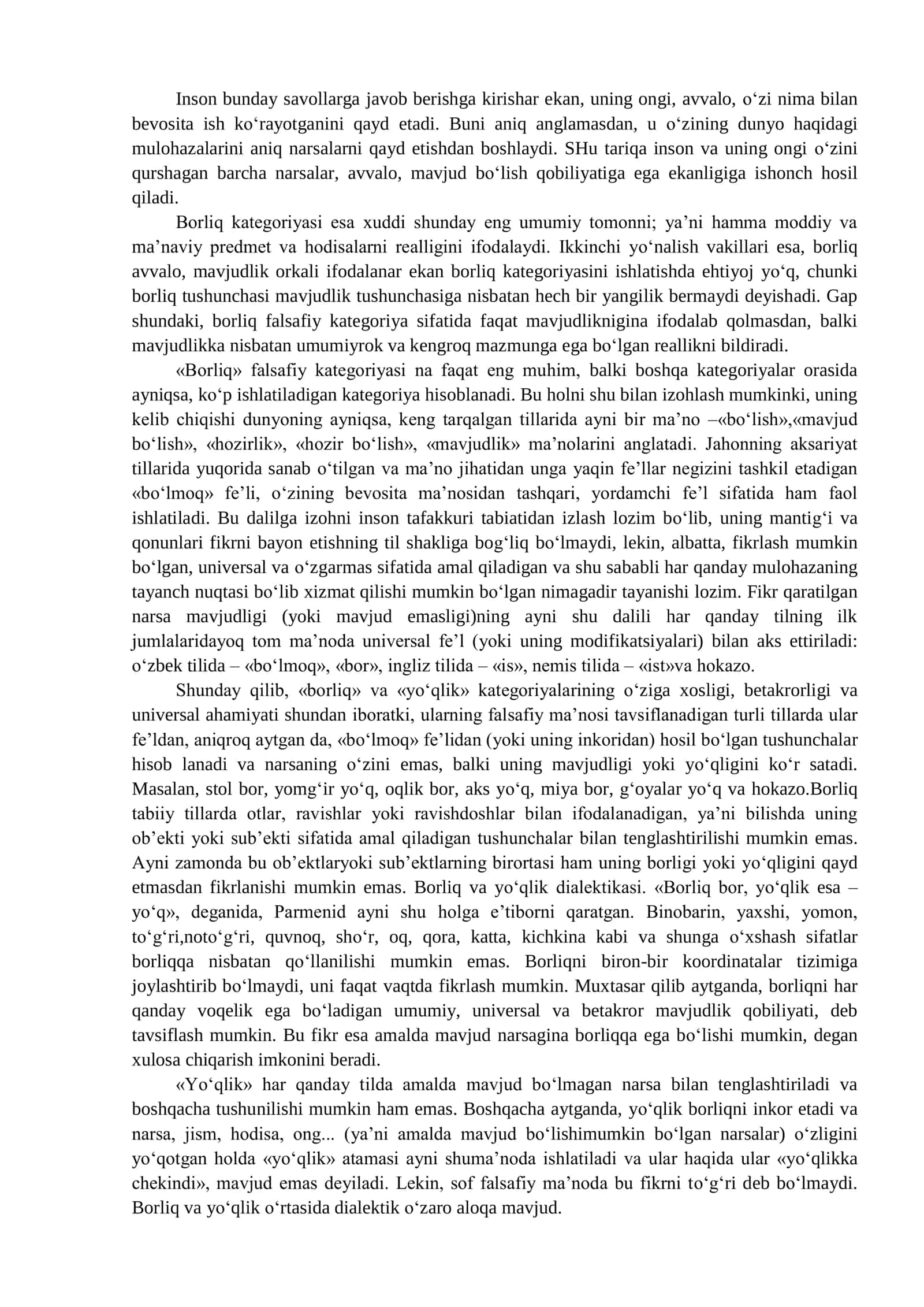 Borliq falsafasi (Ontologiya) 2