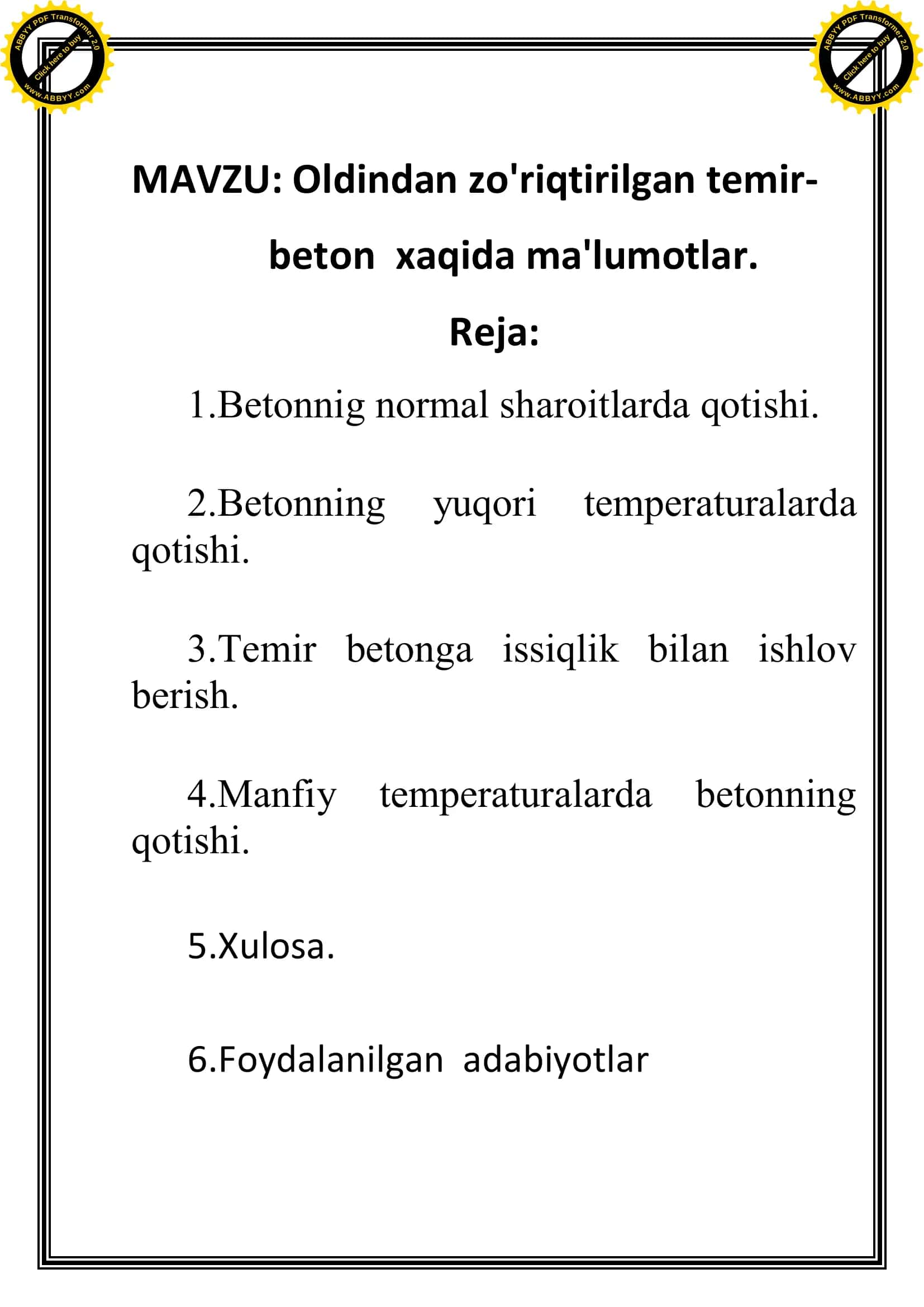 Oldindan zo'riqtirilgan temir-beton xaqida ma'lumotlar 2