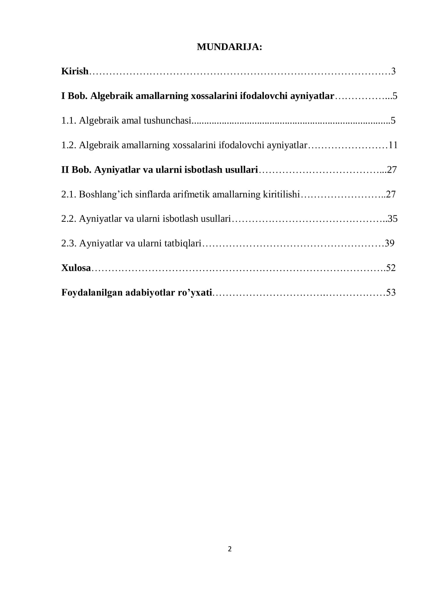 Ayniyatlar va ulanri isbotlash usullari 2