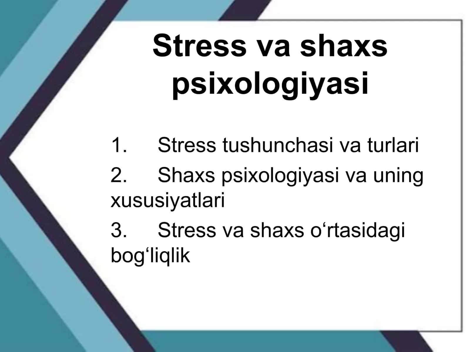Stress va Shaxs psixologiyasi 2