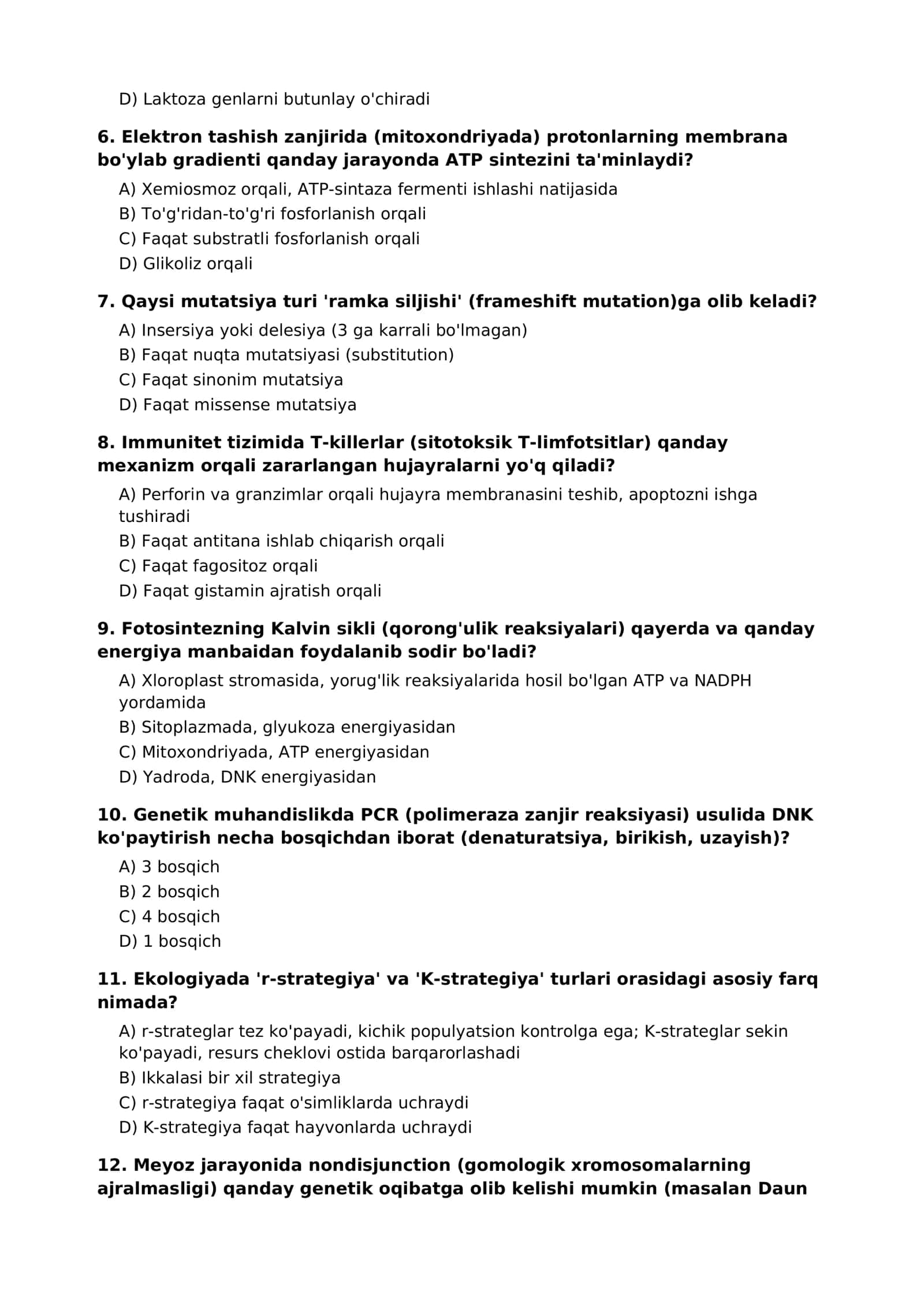 FANLARARO OLIMPIADA 2-bosqich test savollari to'plami 2