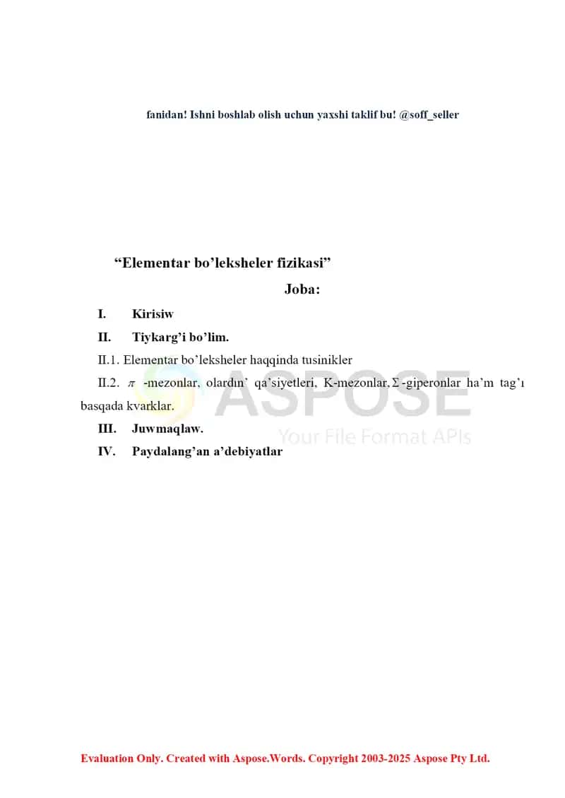 Elementar bo’leksheler fizikasi 2
