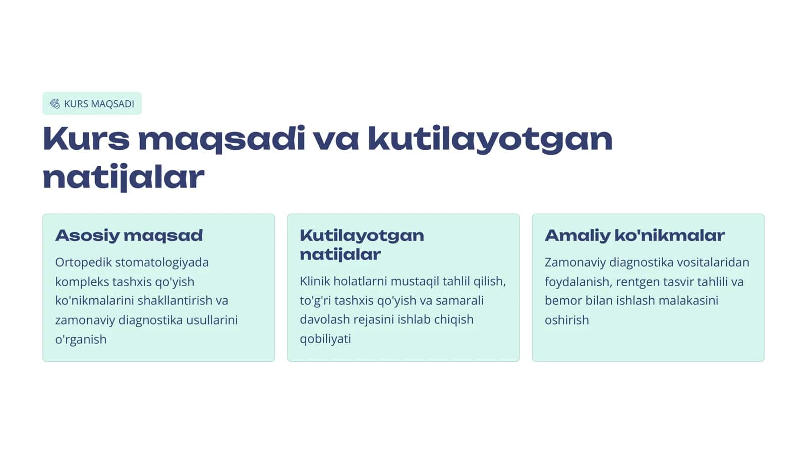 Ortopedik stomatologiya klinikasida tashxislash asoslari. 2