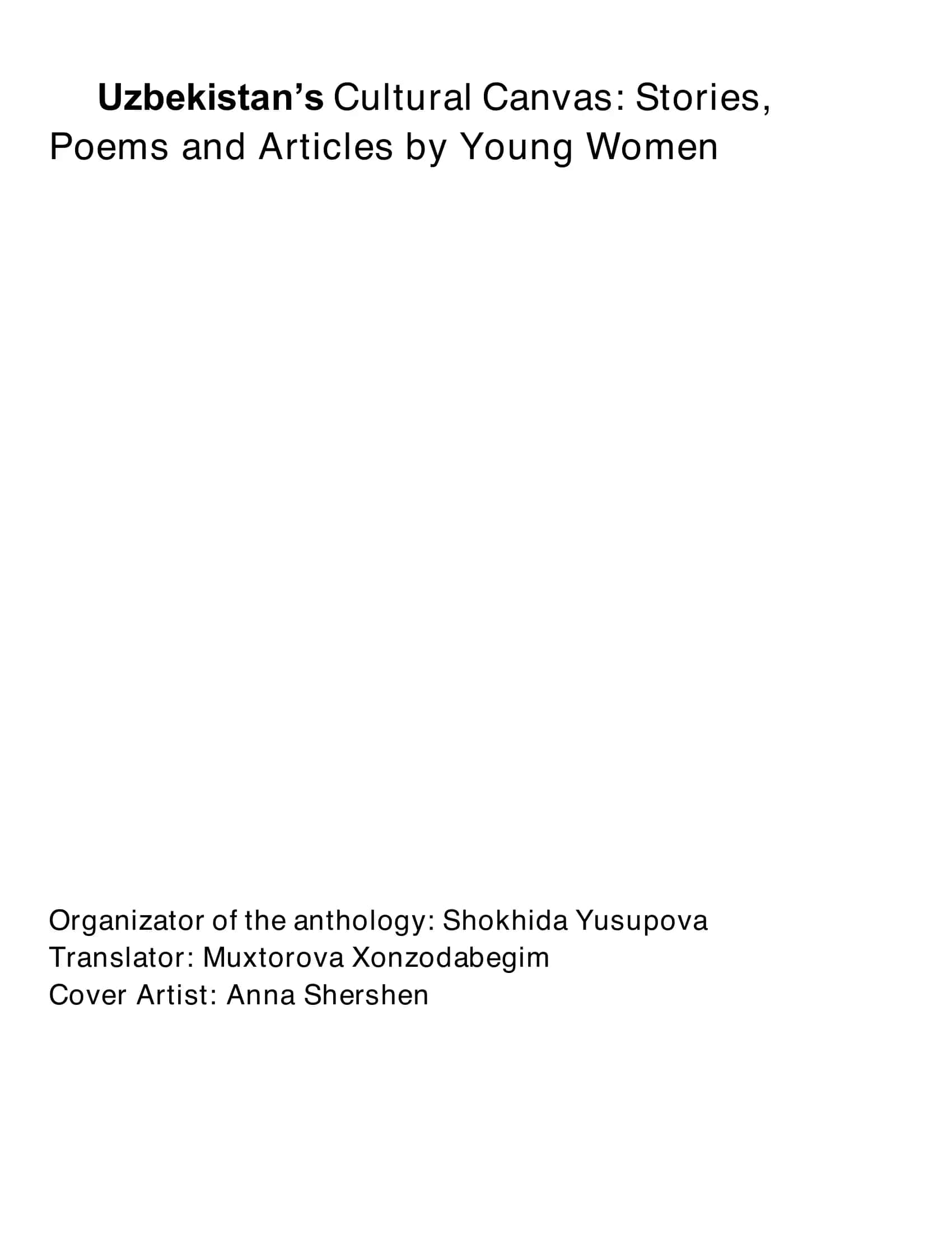 Uzbekistan’s Cultural Canvas: Stories, Poems and Articles by Young Women 2