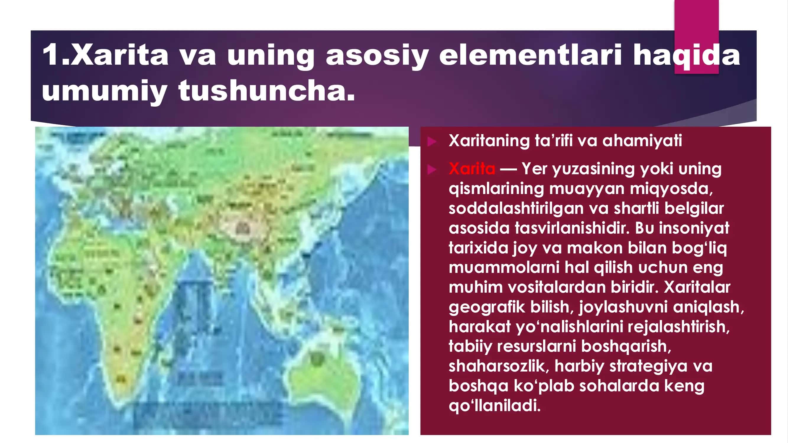 Xarita va uning asosiy elementlari 2