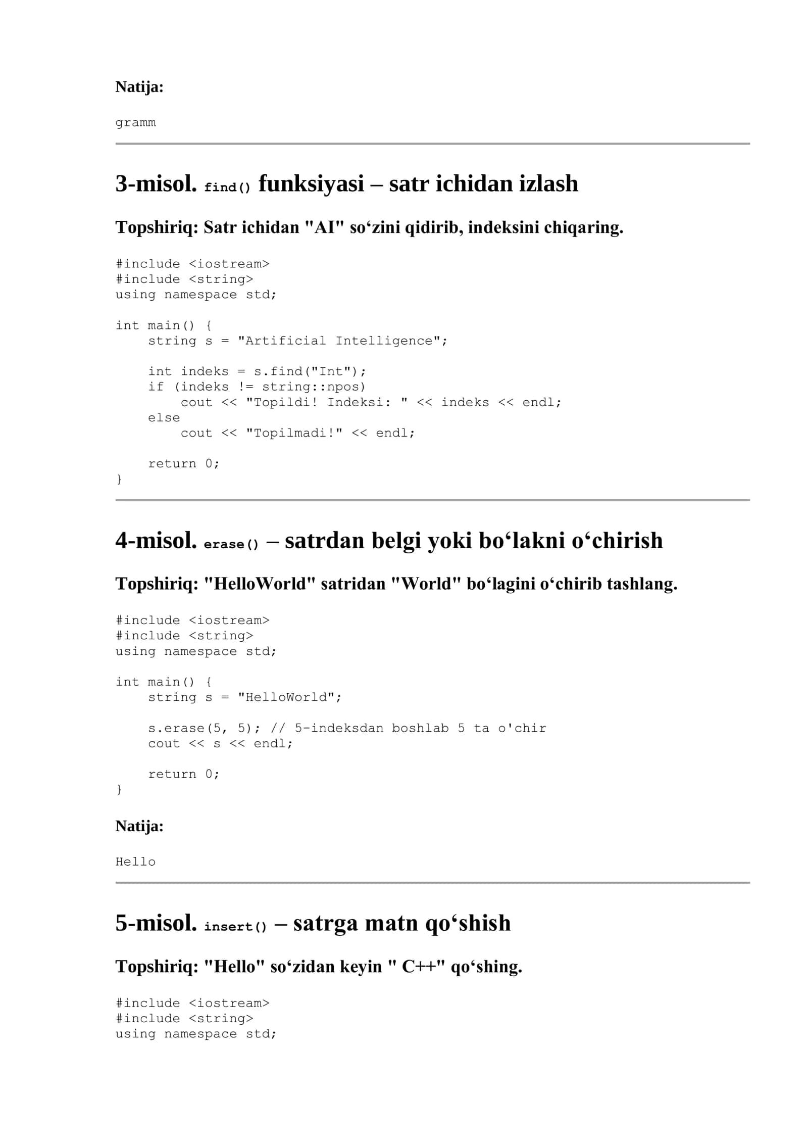 24-mavzu: String standart funksiyalari 2