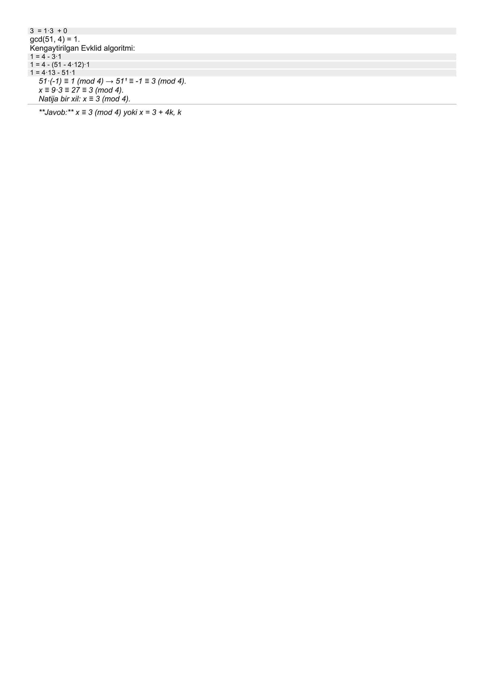 16-Masala: 51·x ≡ 9 (mod 2