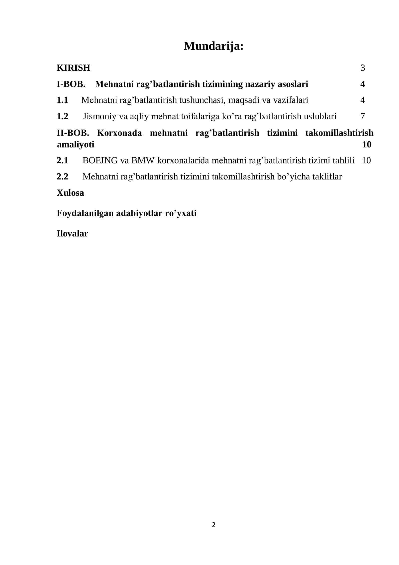 Korxonada mehnatni rag’batlantirish tizimini takomillashtirish 
(toifalar bo’yicha jismoniy va aqli 2