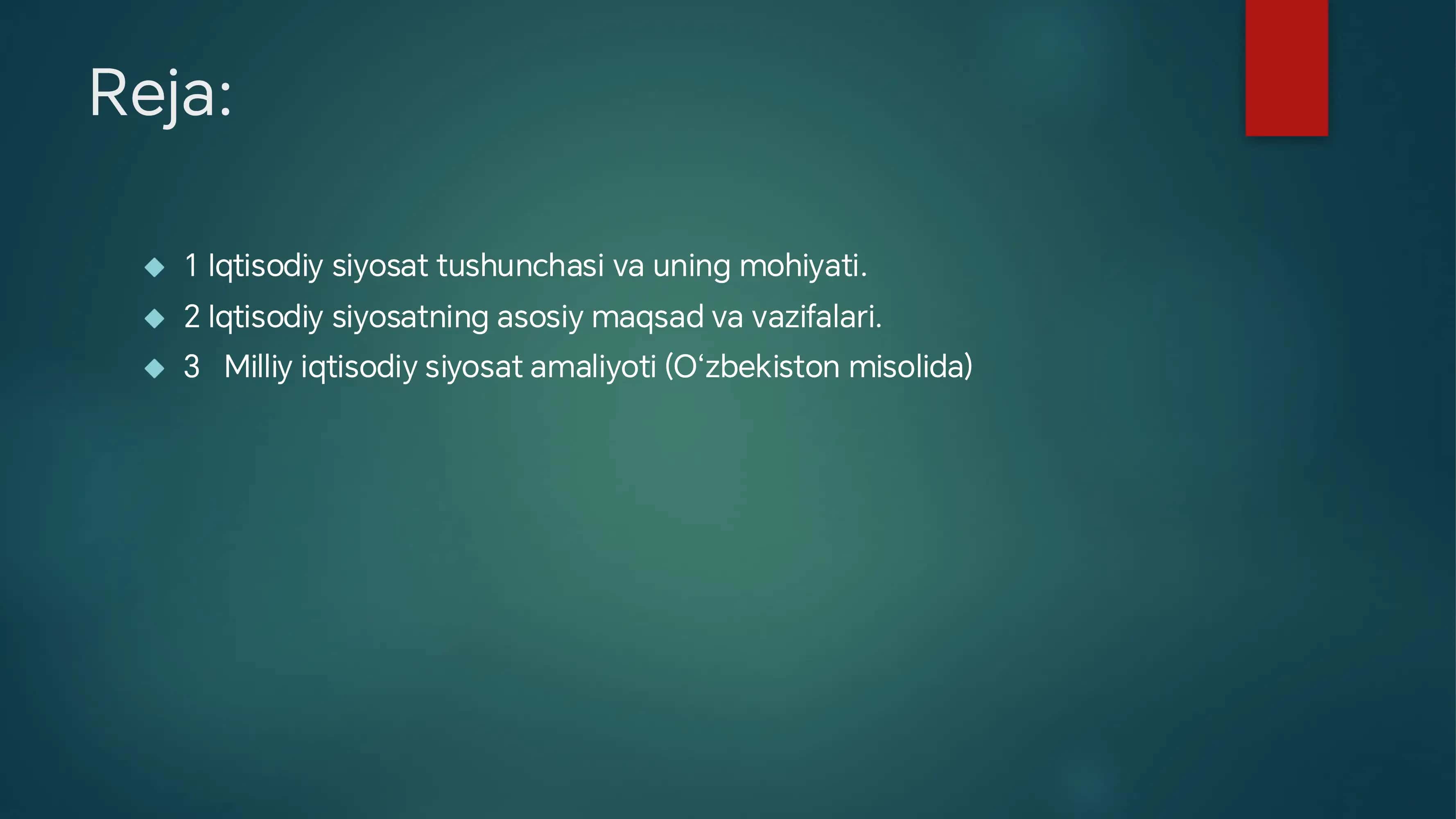 Iqtisodiy siyosat 2