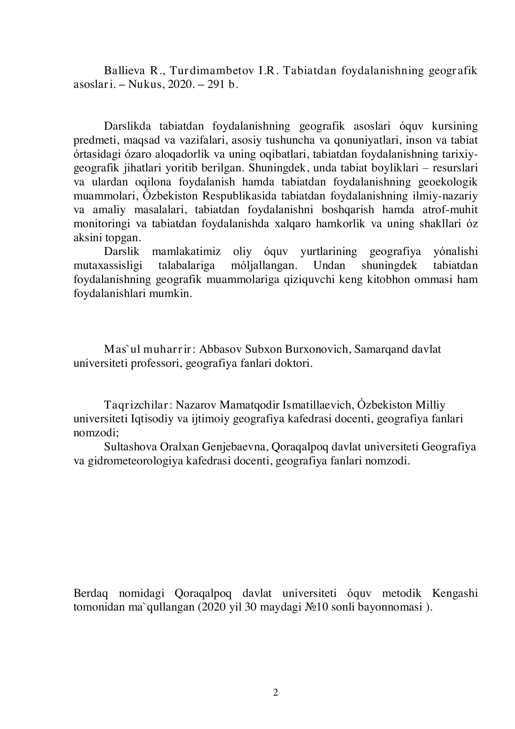 TABIATDAN FOYDALANISHNING GEOGRAFIK ASOSLARI 2