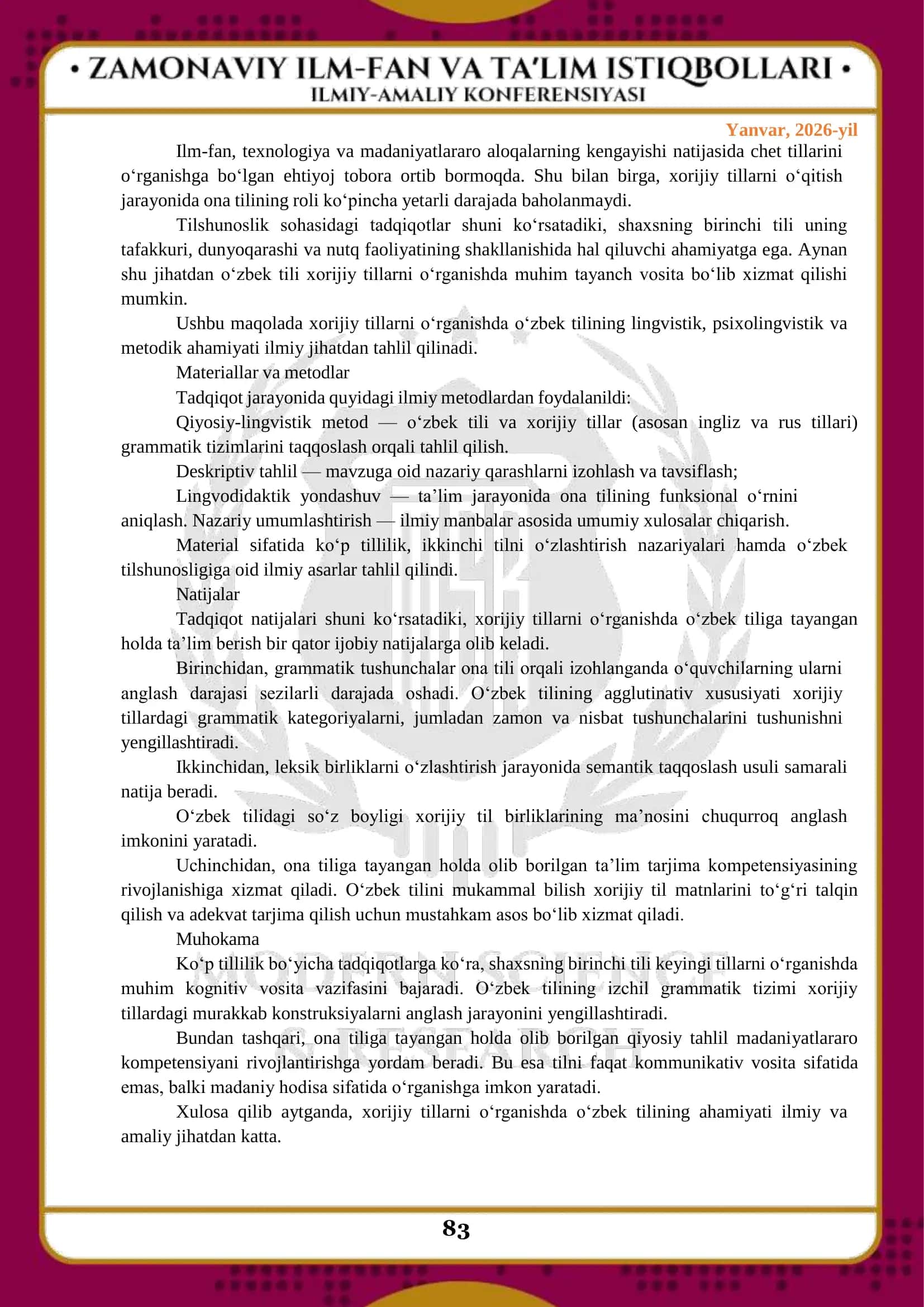 Xorijiy tillarni oʻrganishda oʻzbek tilining ahamiyati 2