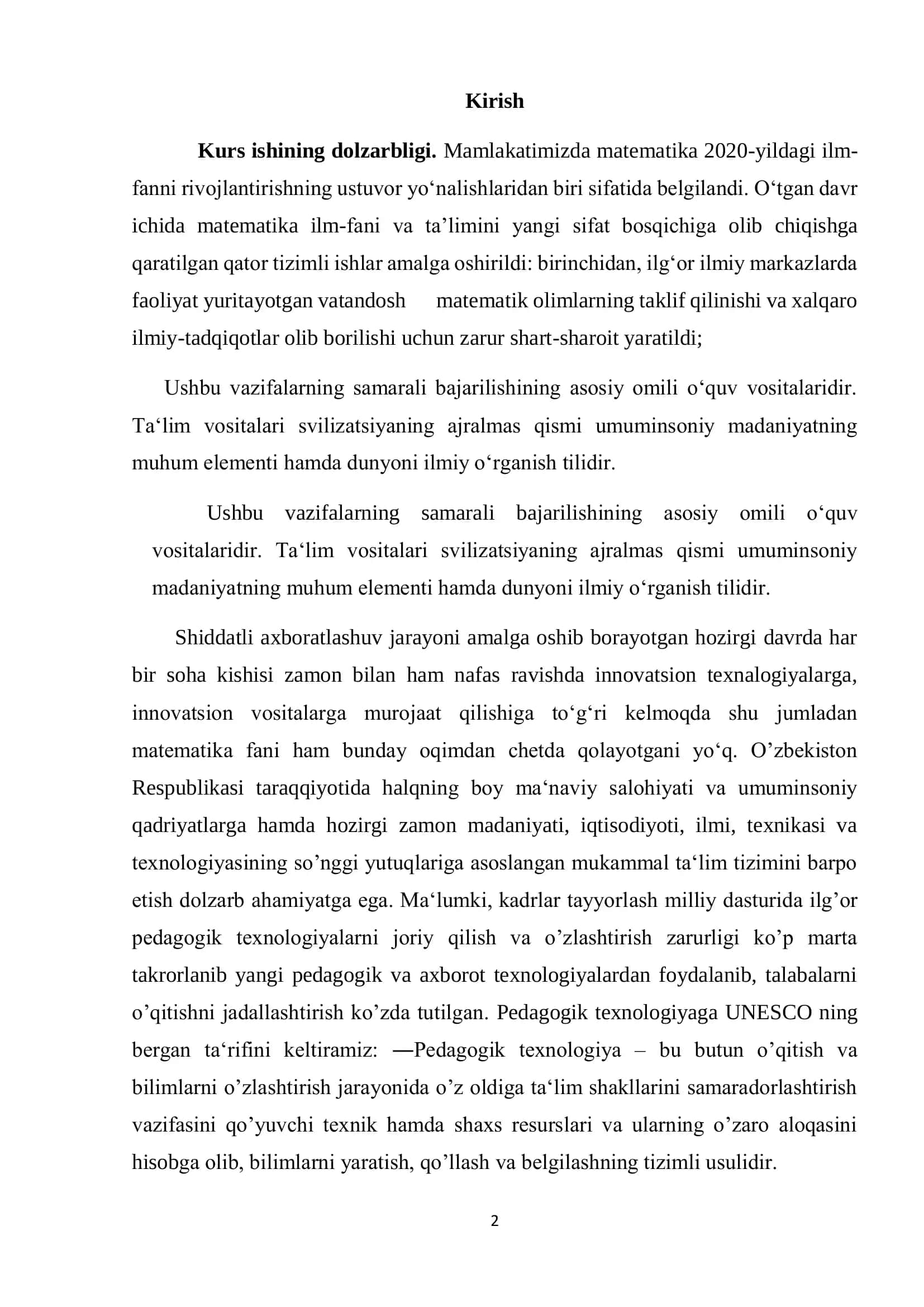 Kurs ishining dolzarbligi 2