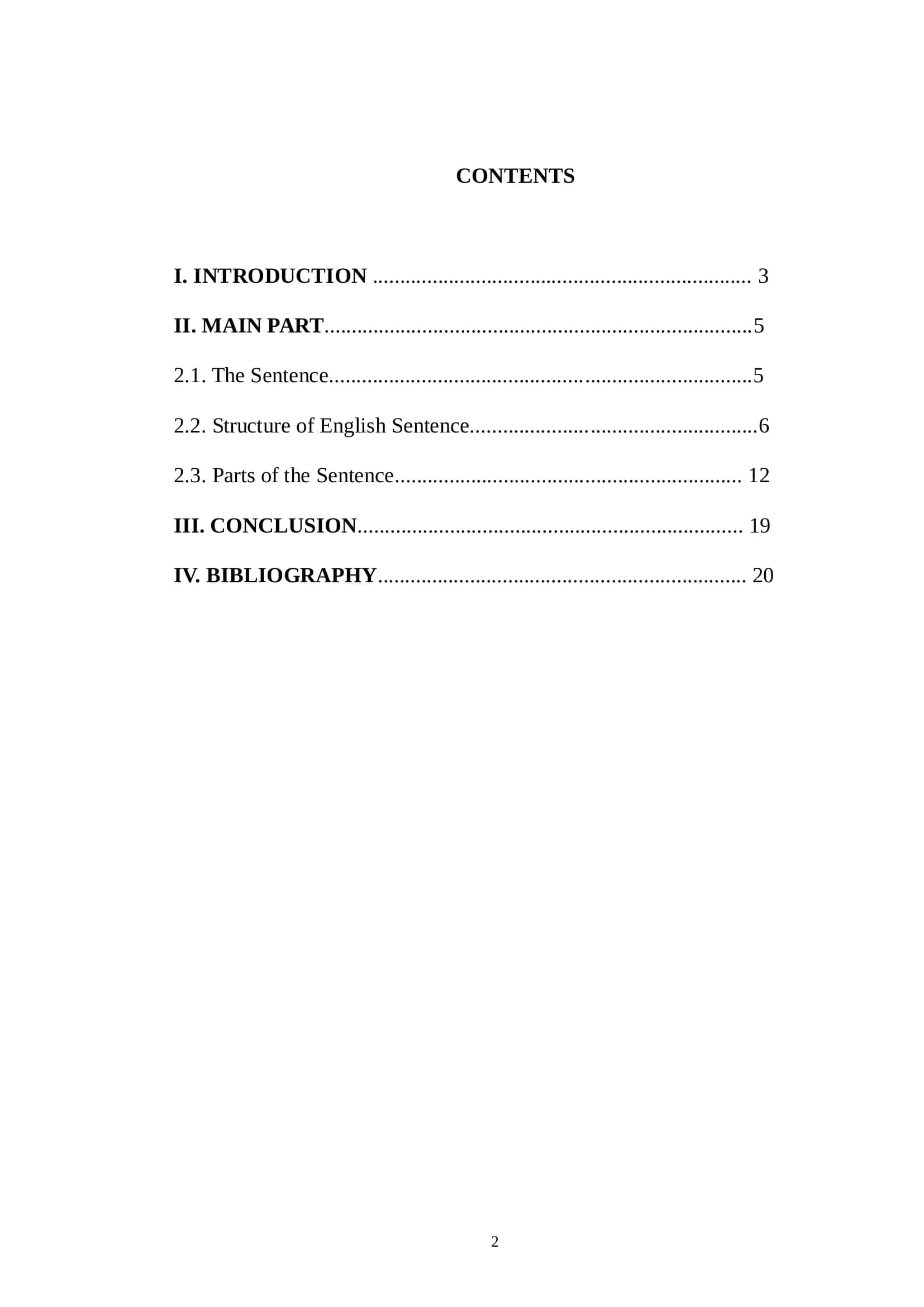 Structure of Sentence in English 2
