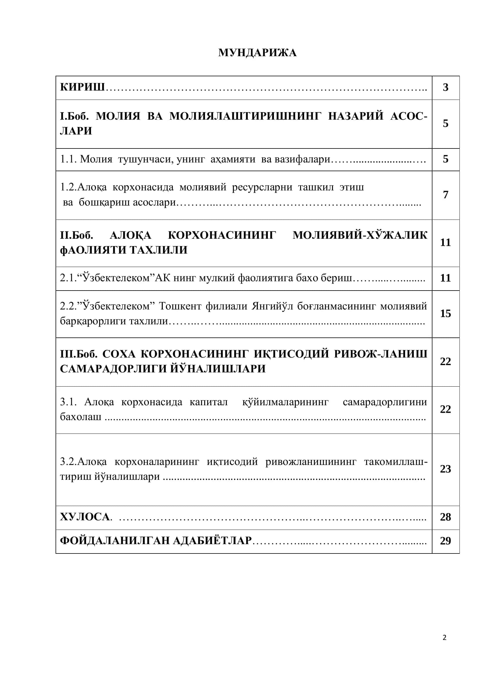 Молиявий менежмент фанидан 2