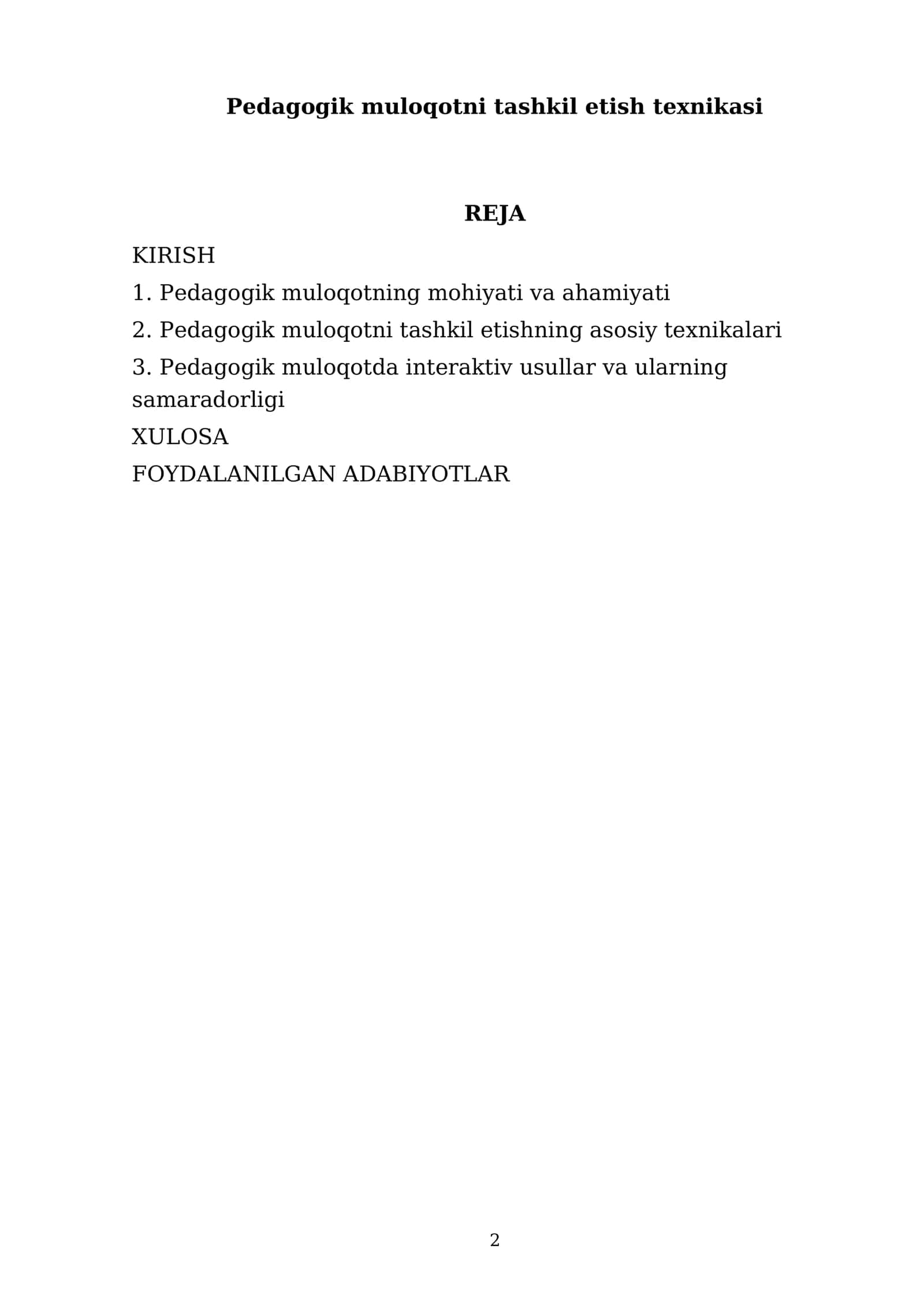 Pedagogik muloqotni tashkil etish texnikasi 2