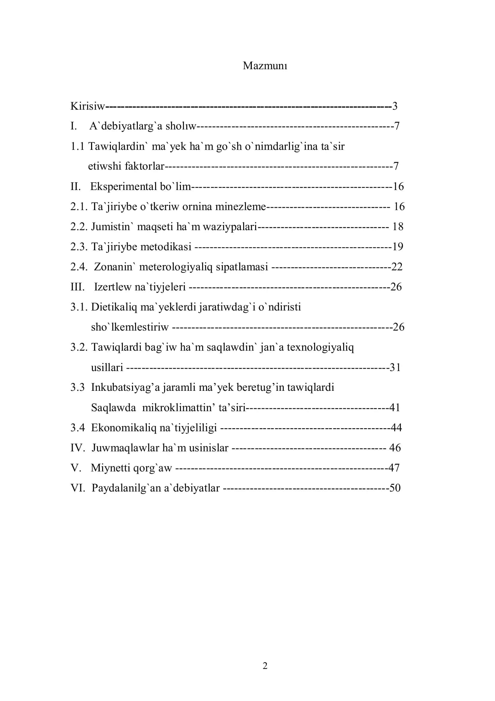 AYTEKEEV PIRJANNIN` PITKERIW QA`NIYGELIK JUMISI 2