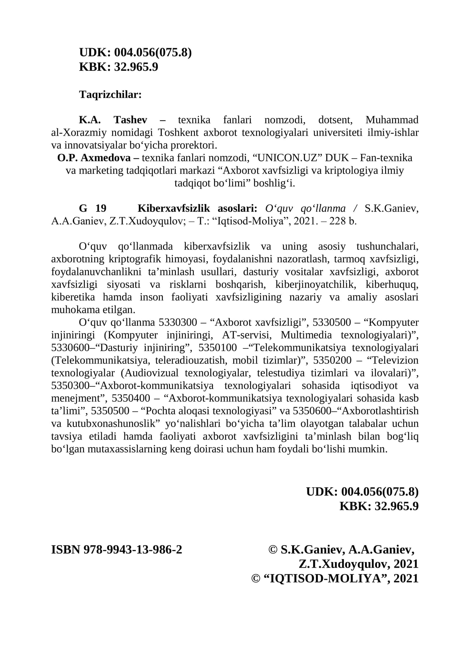 G 19 Kiberxavfsizlik asoslari 2