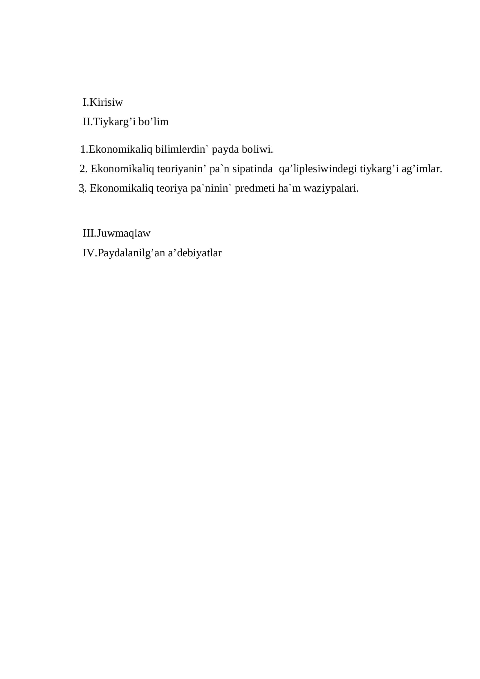 Ekonomikaliq Teoriya Referat 2