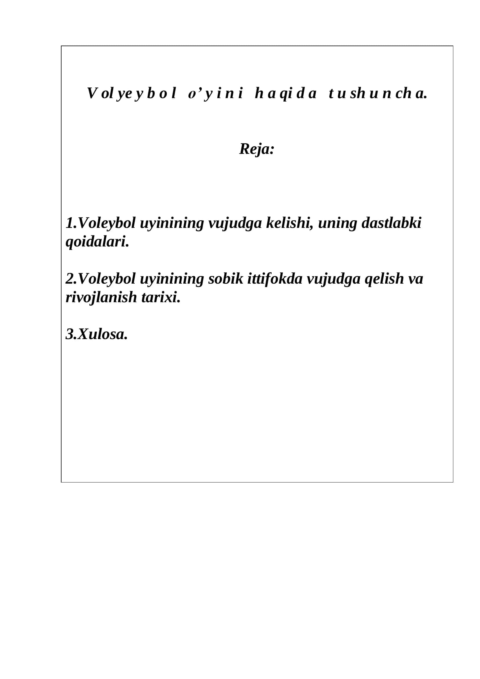 Voleybol o`yini xaqida tushincha 2