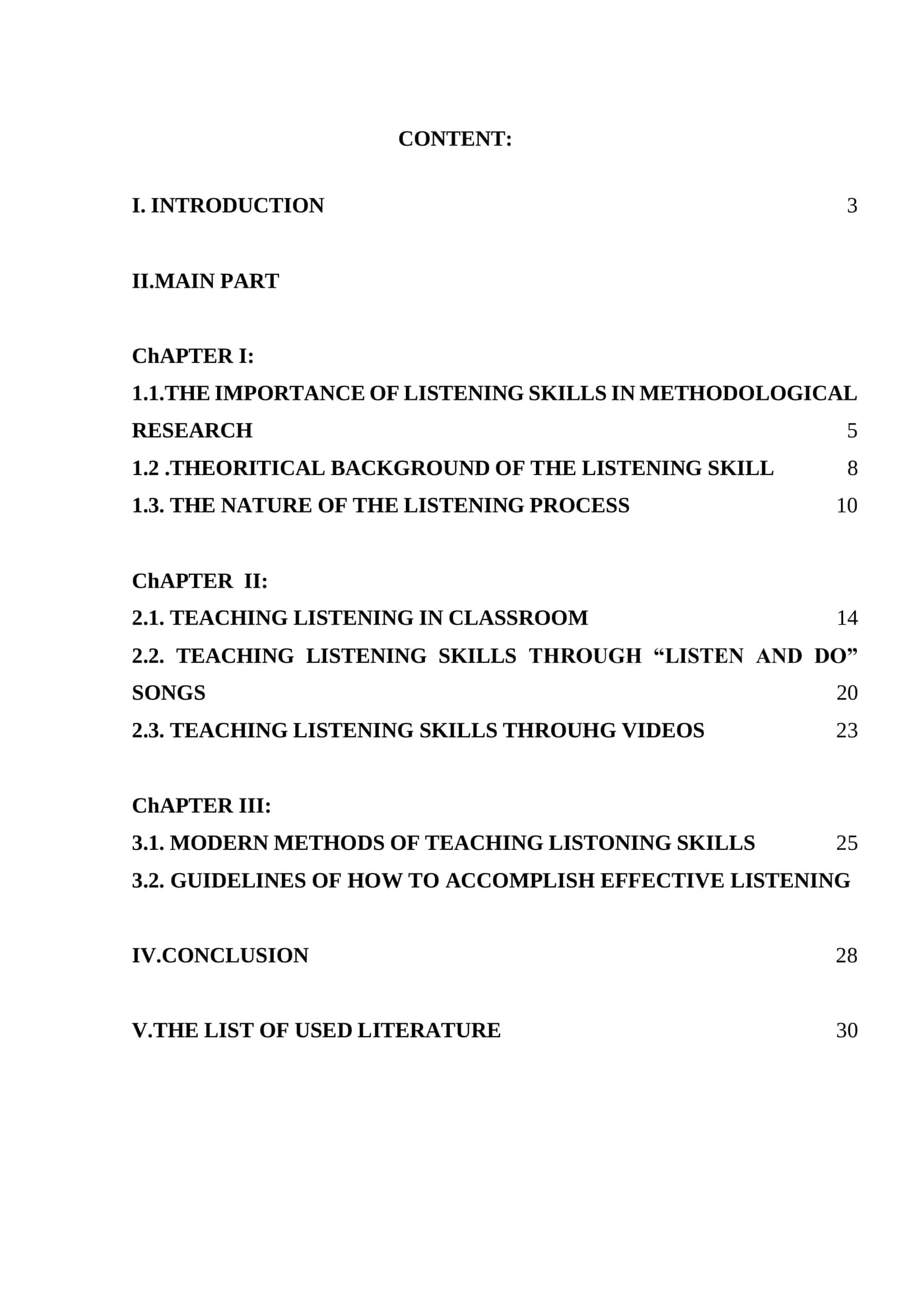 COURSE WORK: IMPROVING LISTENING SKILLS IN ENGLISH 2