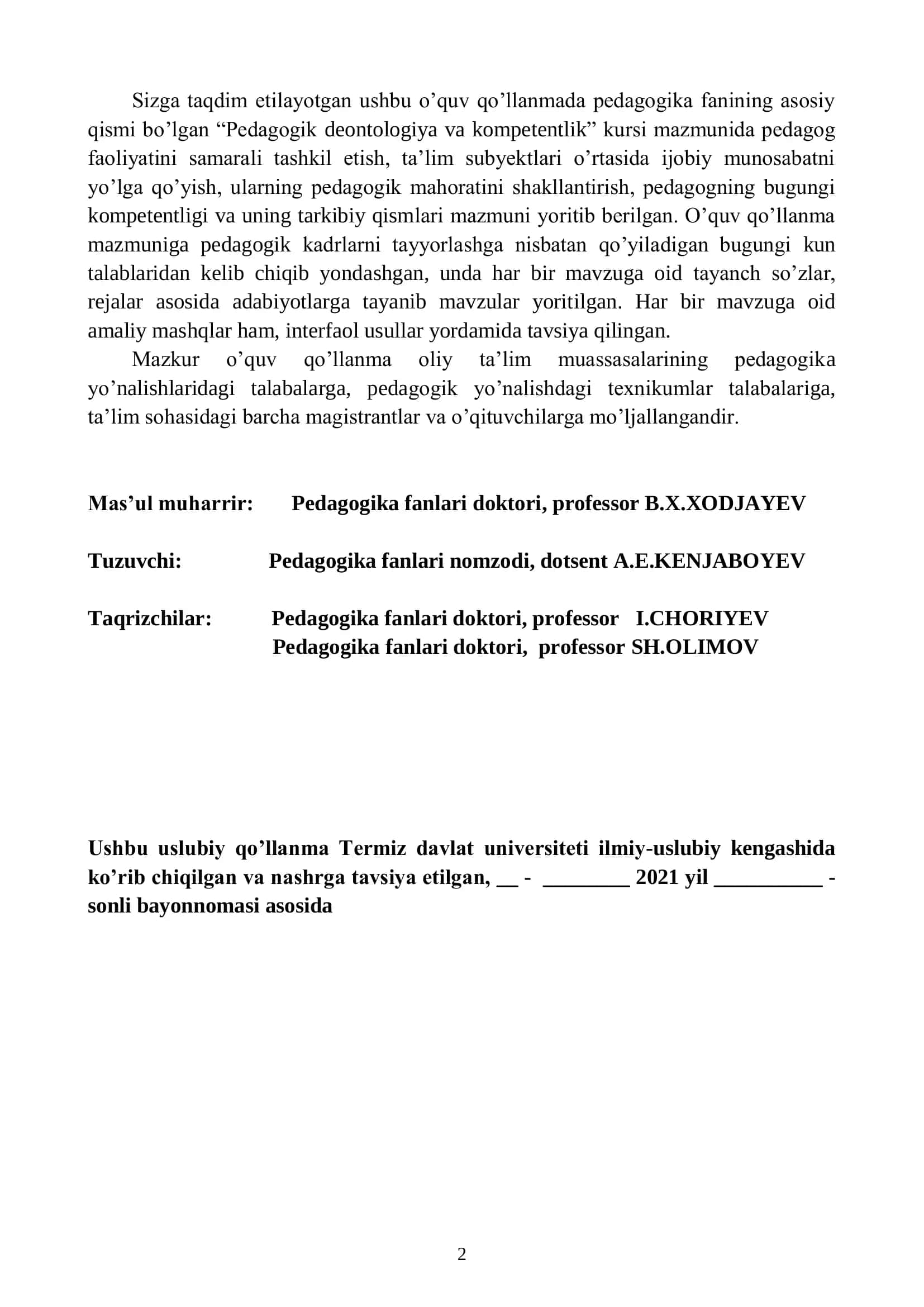 PEDAGOGIK DEONTOLOGIYA VA KOMPETENTLIK TERMIZ 2021 2
