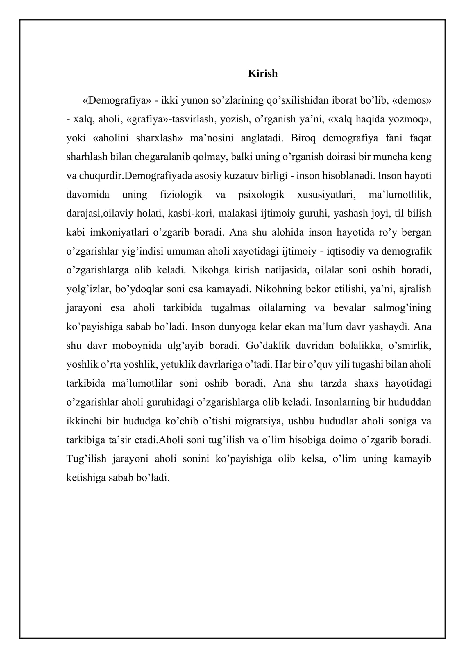 Demografik tadqiqotlar rivojlanish tarixi 2