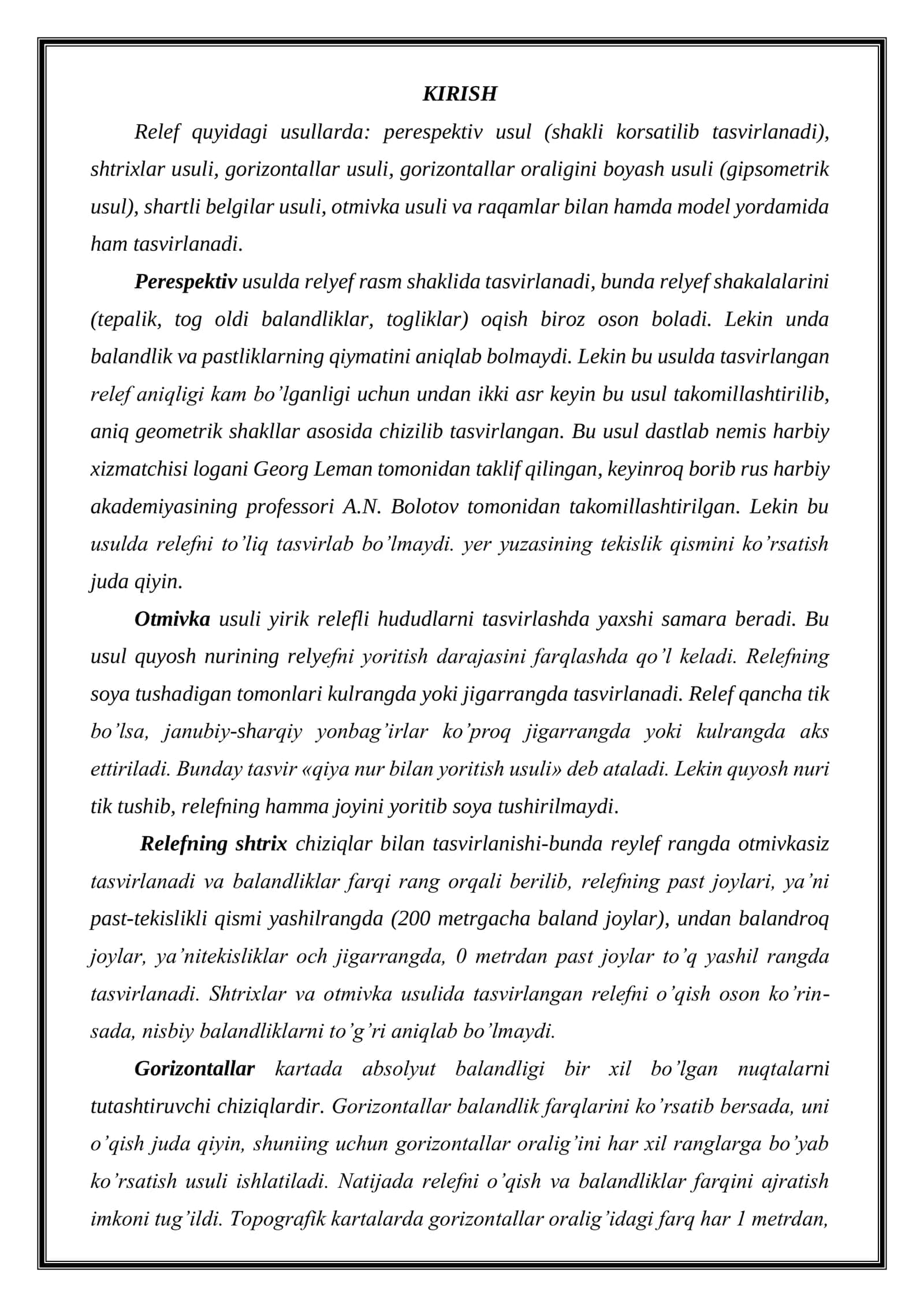 Relyef tasvirlashning gipsometrik usuli 2