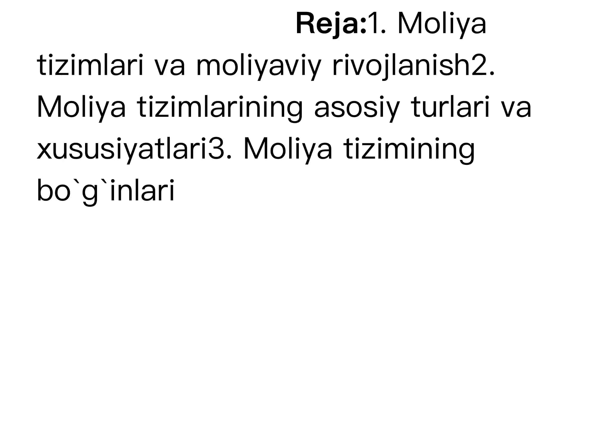 Moliya tizimlari va moliyaviy rivojlanish 2