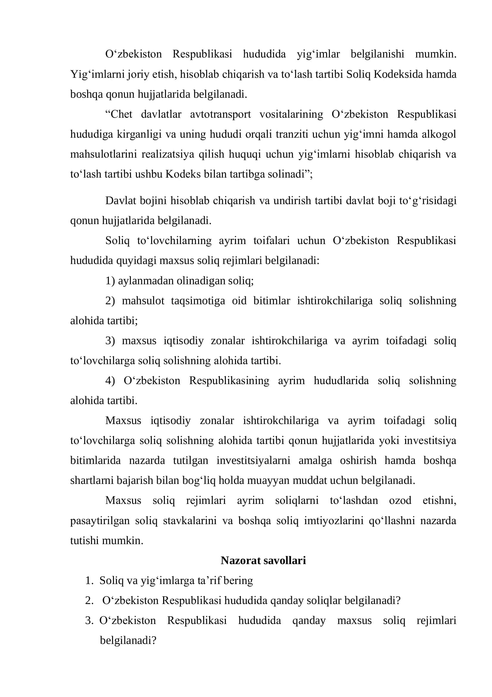 O‘zbekiston Respublikasida soliqlar va yig‘imlar tizimi 2