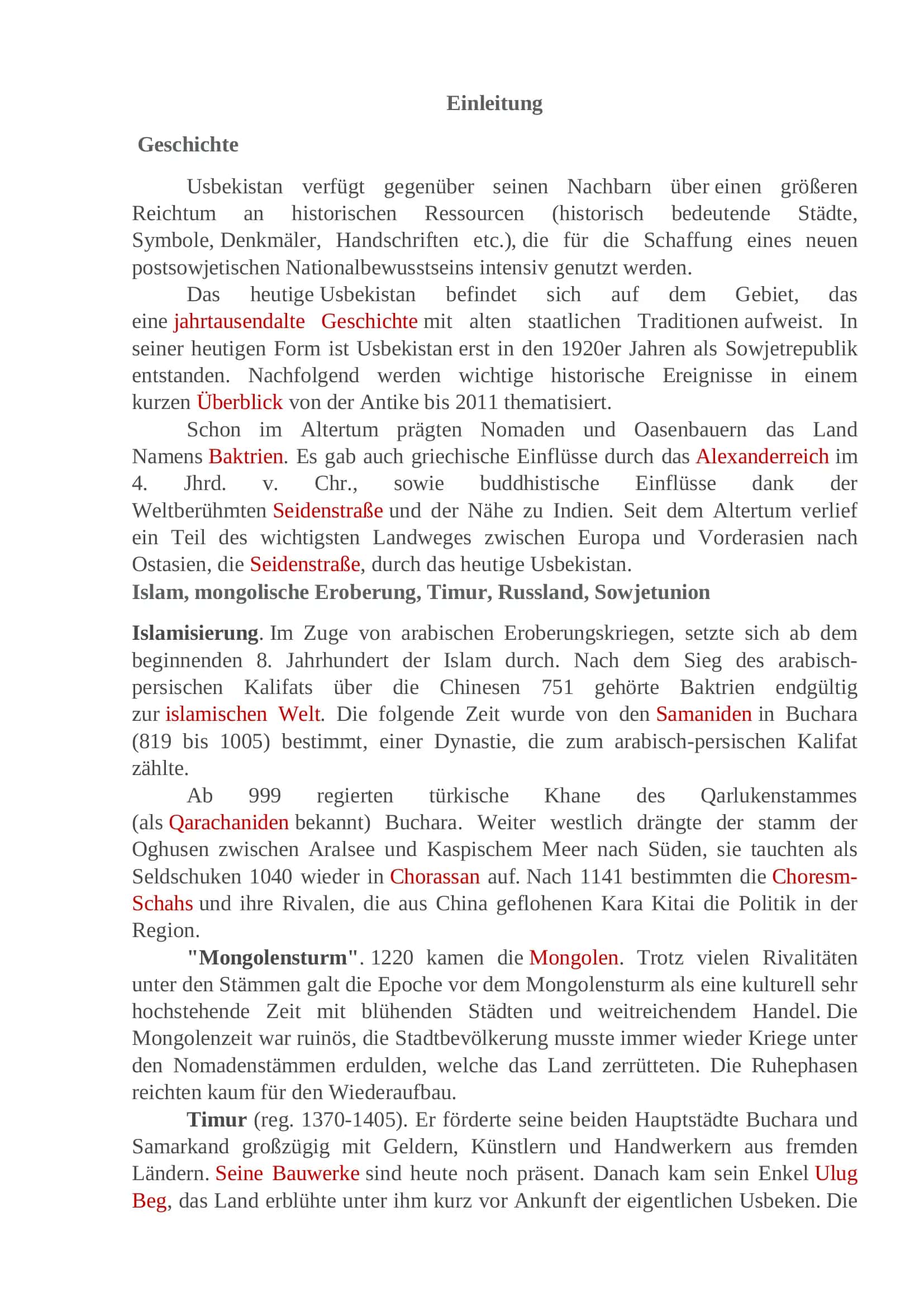 Referat über Uzbekistan 2