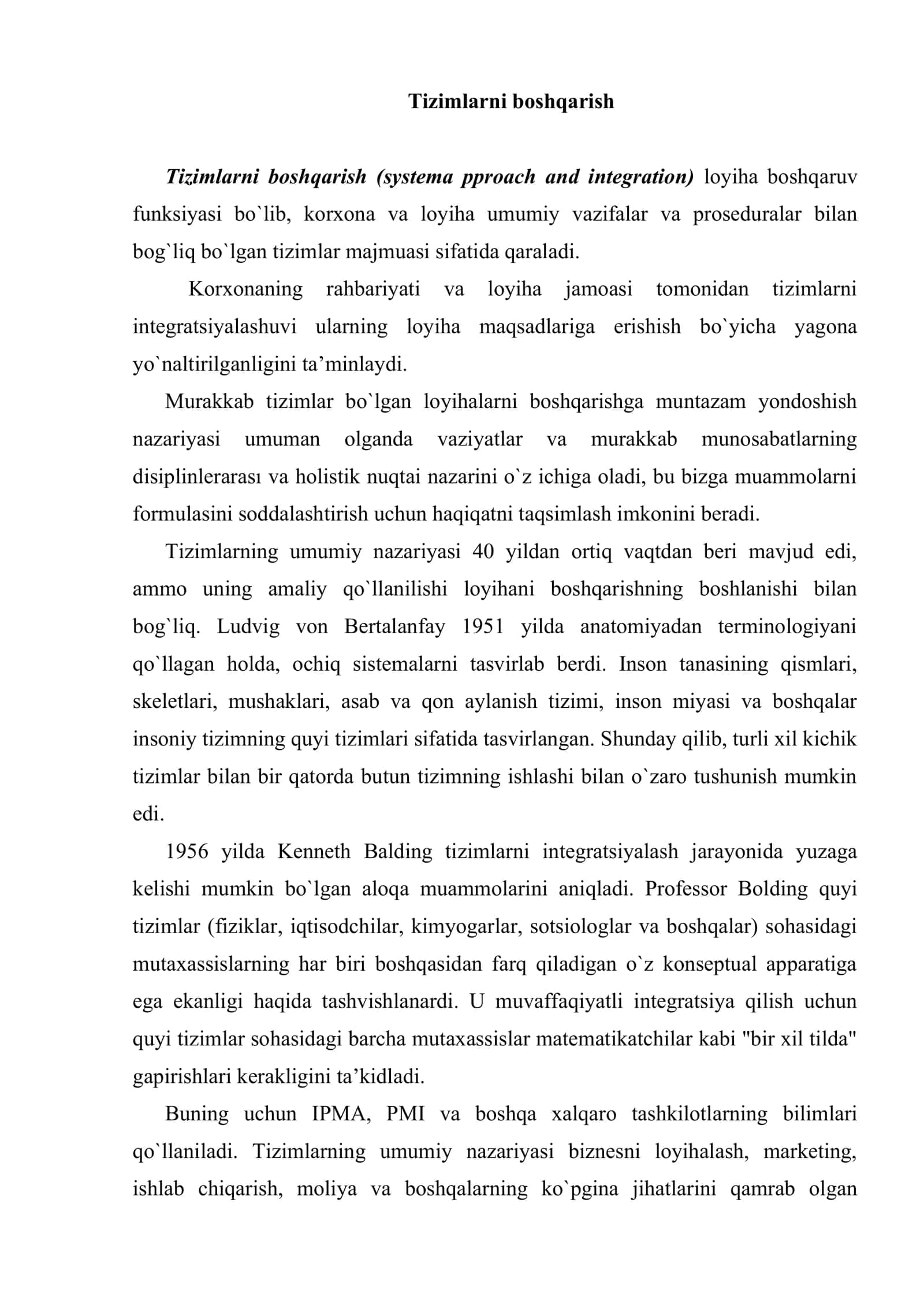 Tashkilotning loyiha boshqaruv tizimi 2
