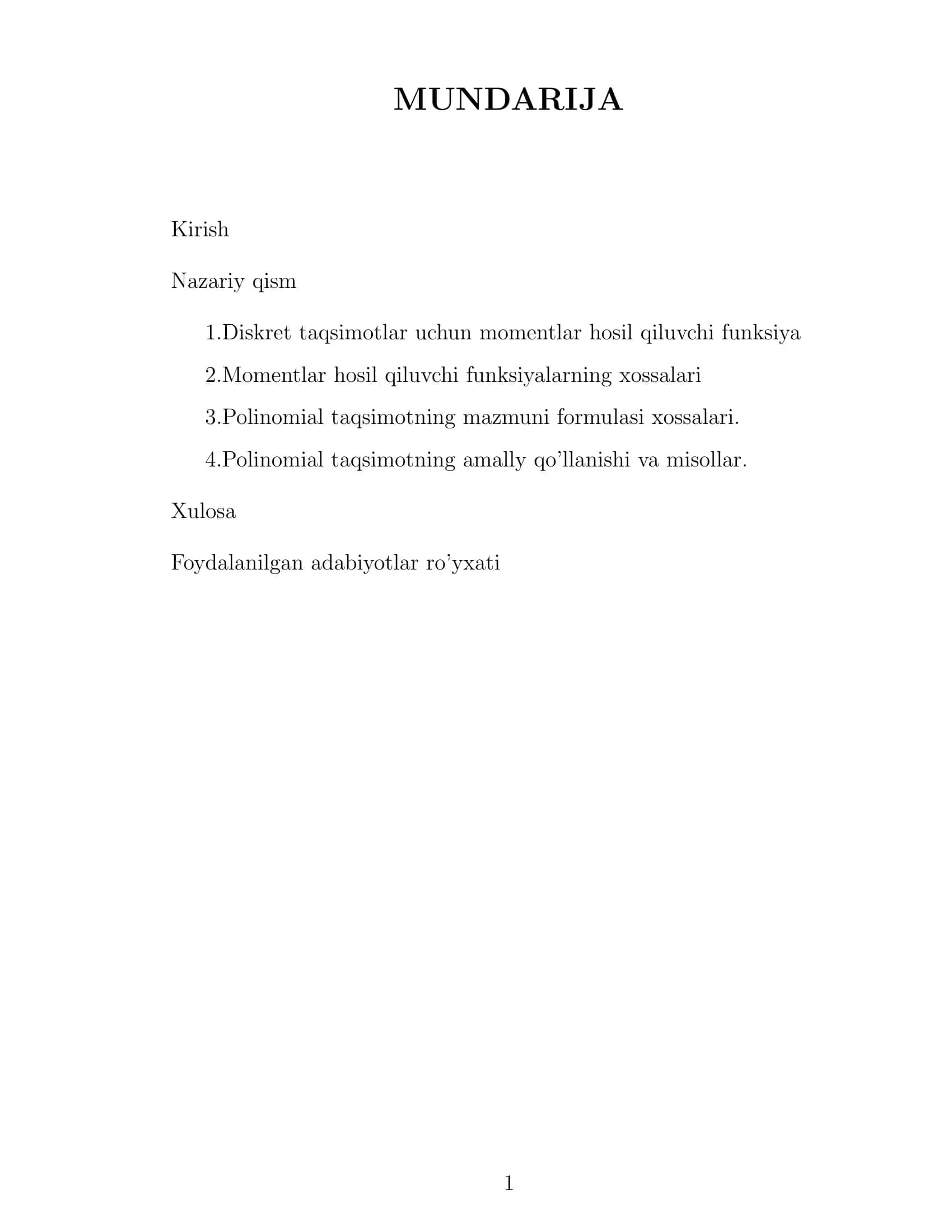 Hosil qiluvchi funksiyalar ehtimolarning polinomial taqsimoti. 2