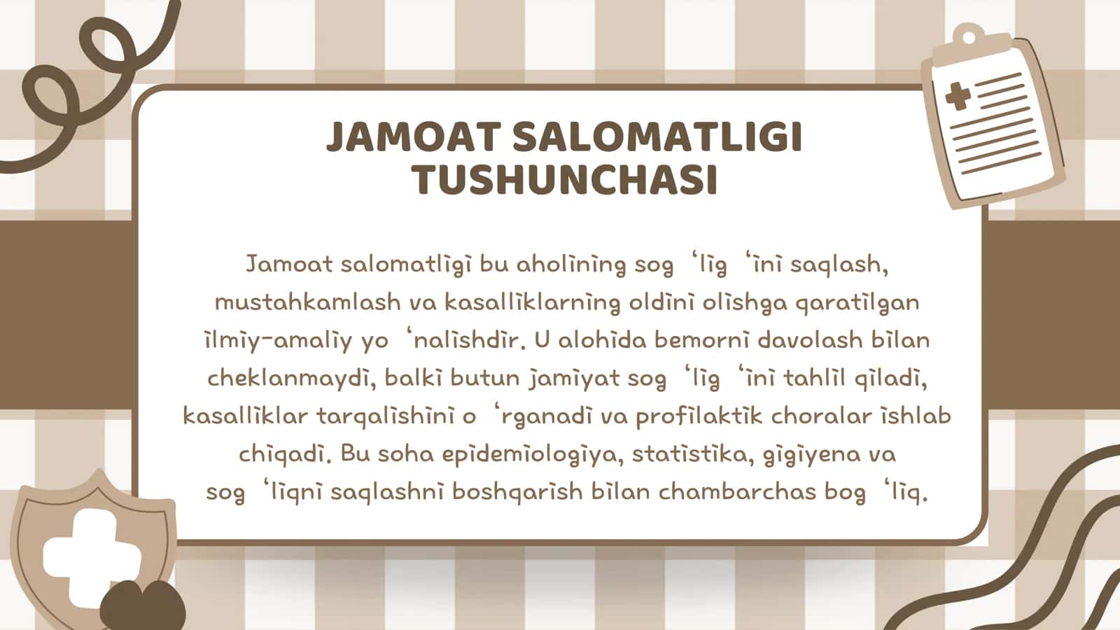 Jamoat salomatligi, asosiy 2