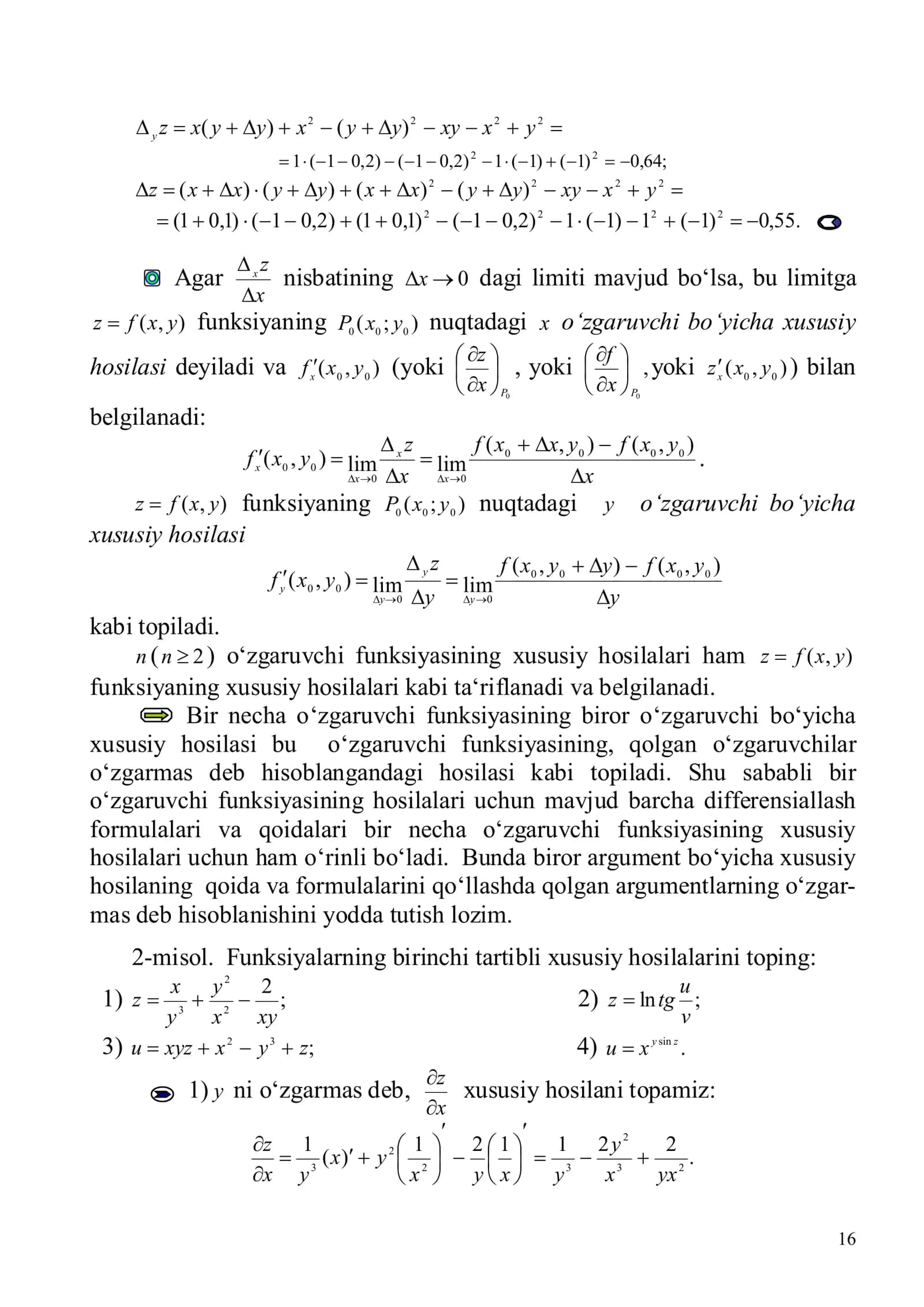 1.2. BIR NECHA O‘ZGARUVCHINING FUNKSIYASINI DIFFERENSIALLASH 2