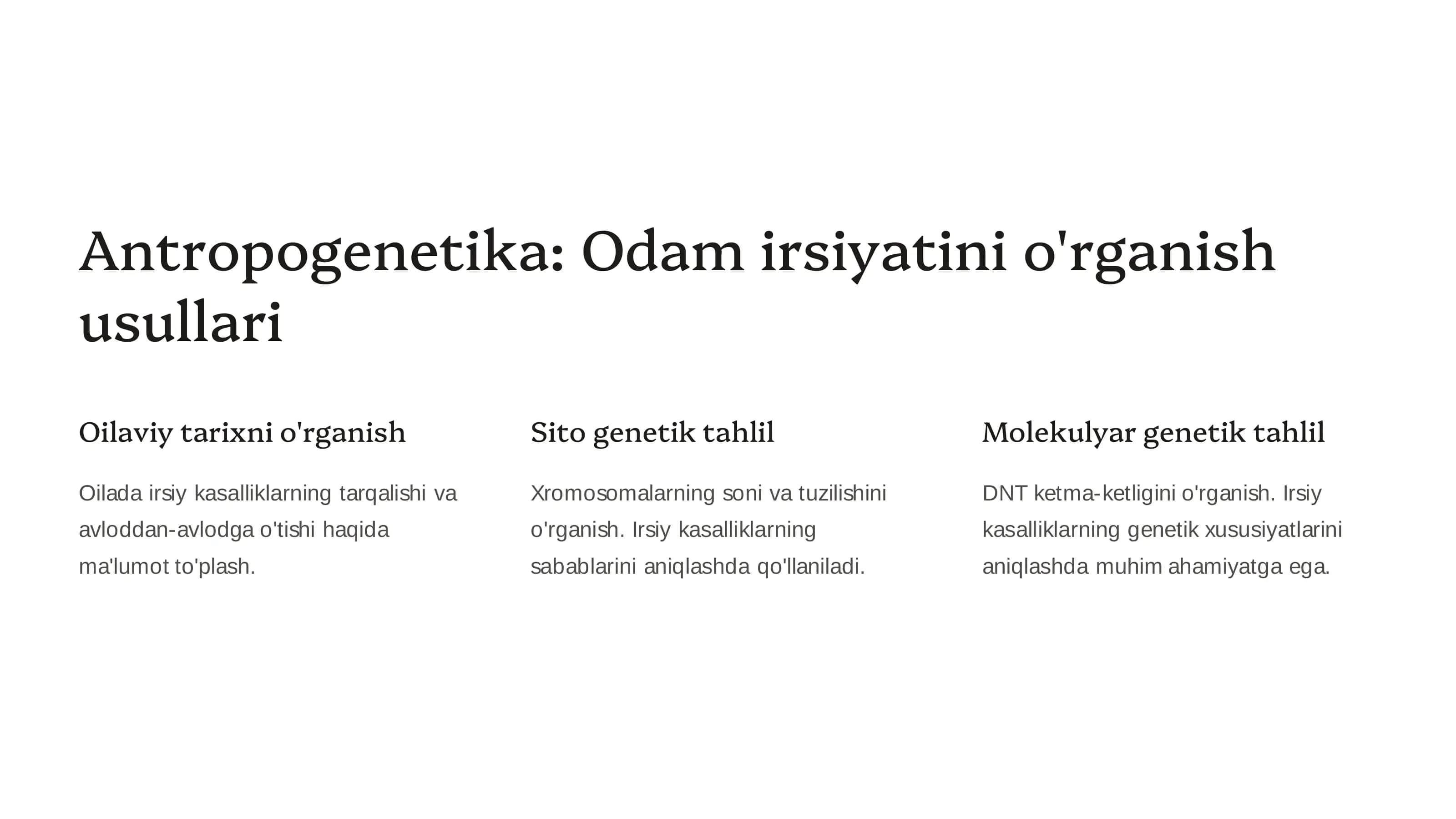 Tibbiy genetika: Irsiy kasalliklar 2