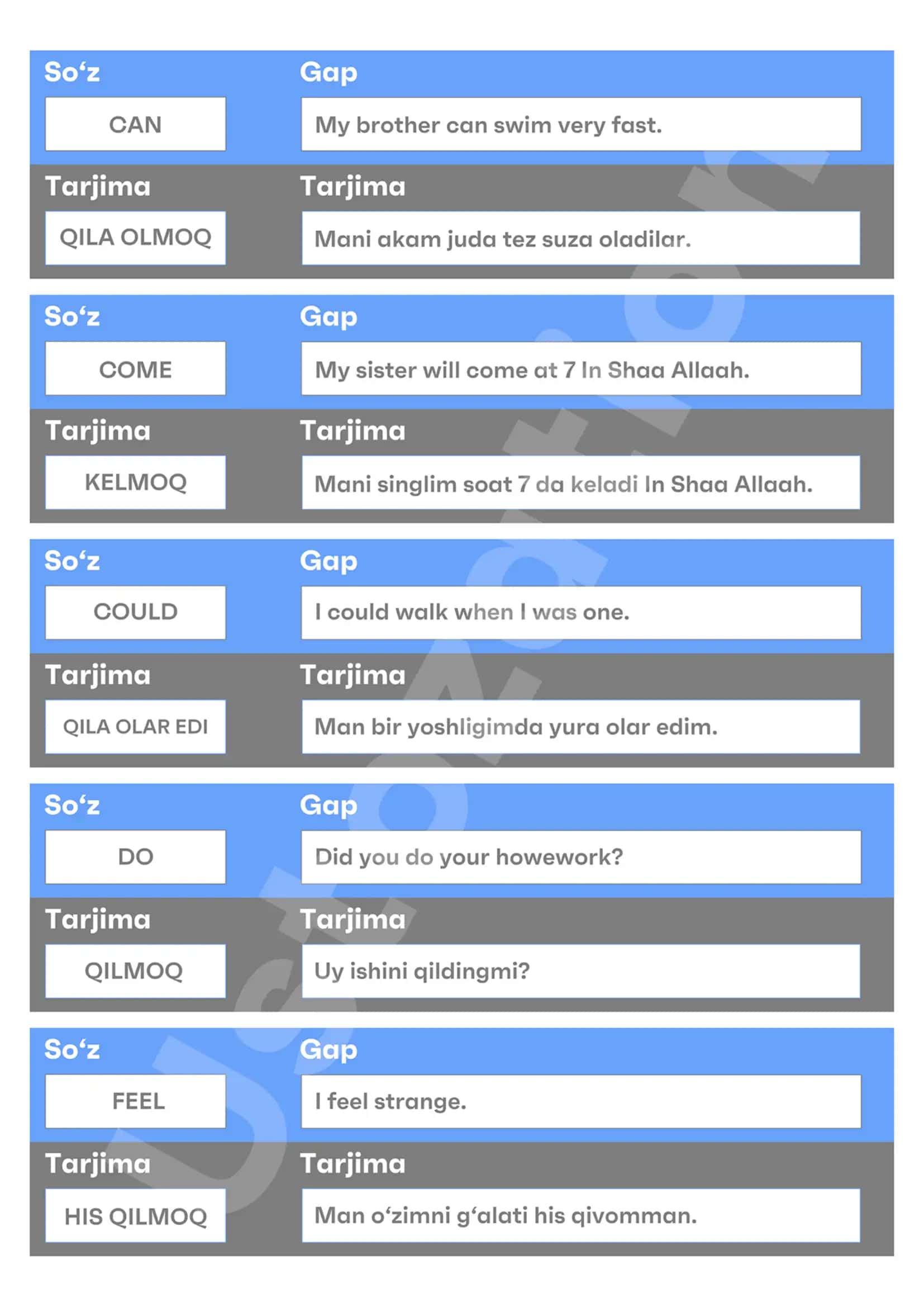 50 ta feʼl (english for you) 2