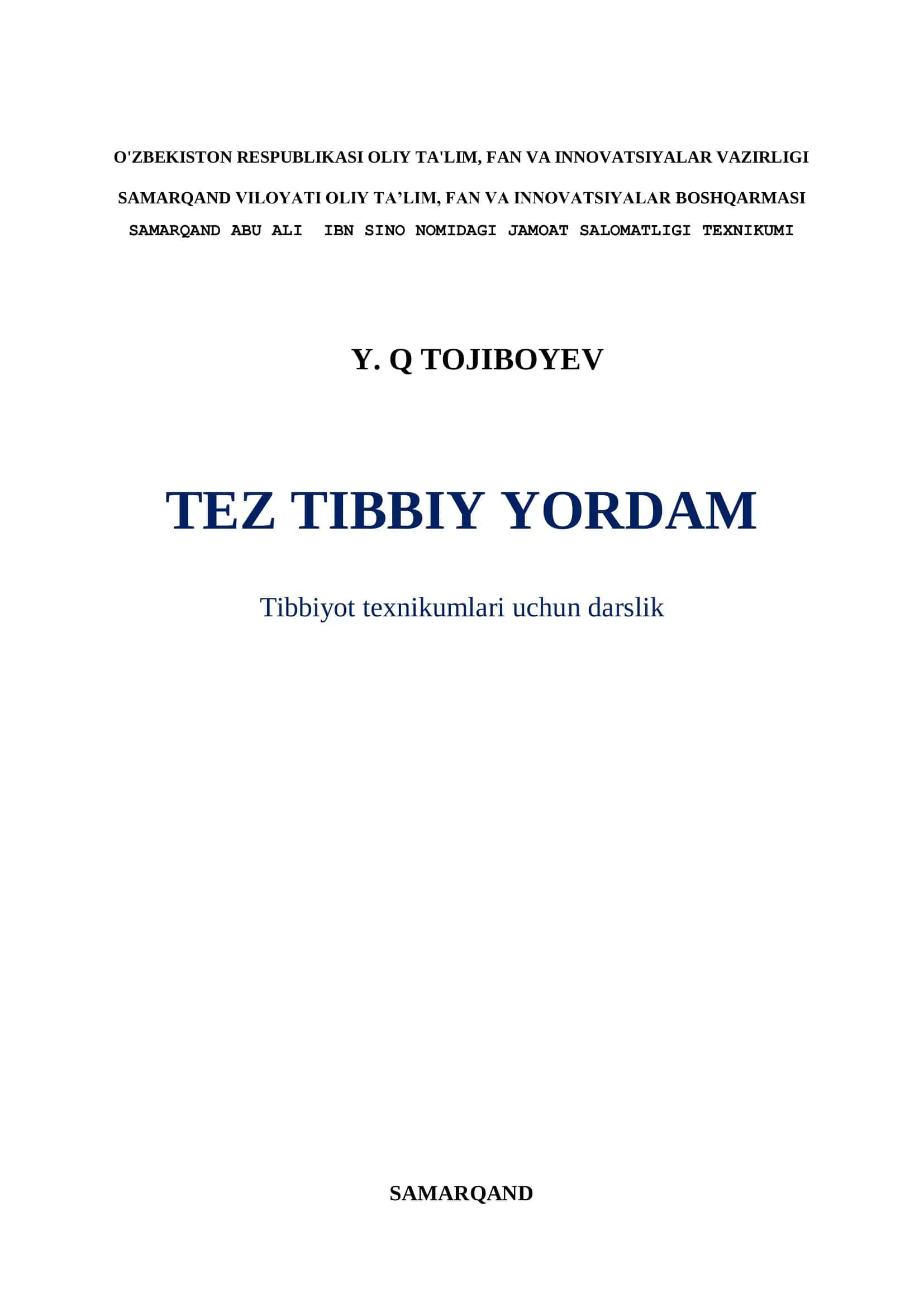 Tez Tibbiy Yordam asoslari 2