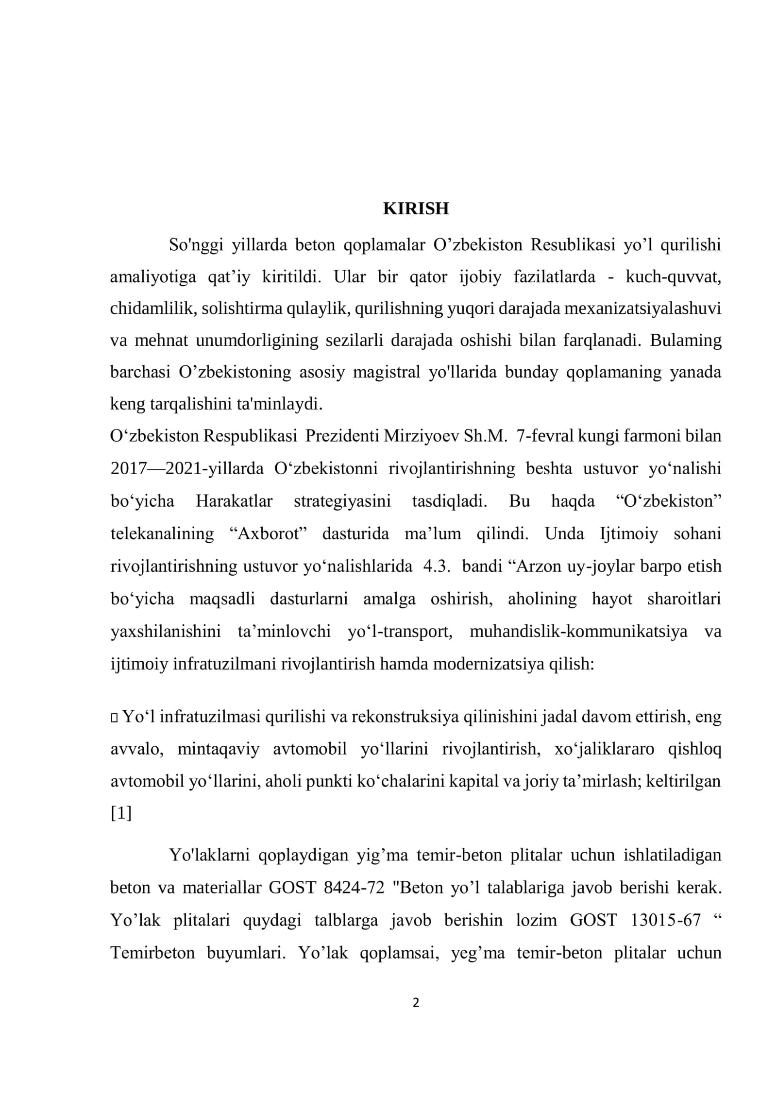 Aerodrom yo’l qoplamalari uchun oldindan zo’riqtirilgan temir-beton ko’prik plitalari ishlab chiqari 2