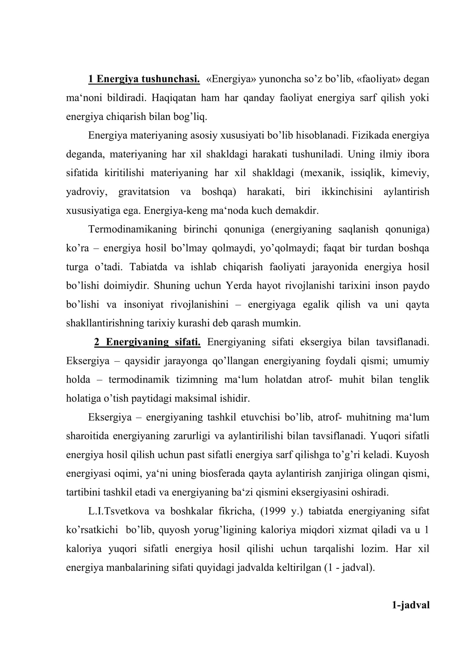 Energiya tushunchasi 2