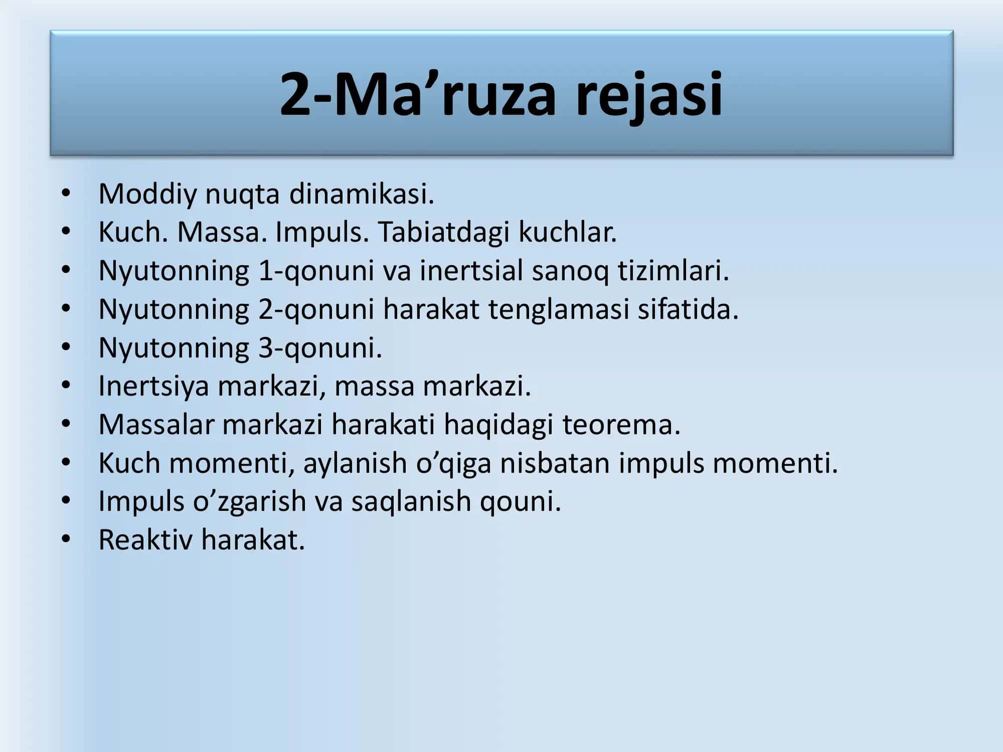 Moddiy nuqta (jism) dinamikasi 2