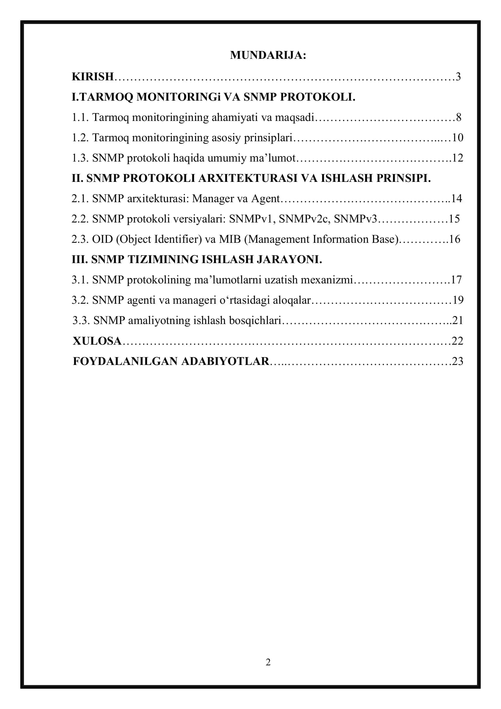 Tarmoq monitoringi: SNMP (Simple Network Management Protocol) 2