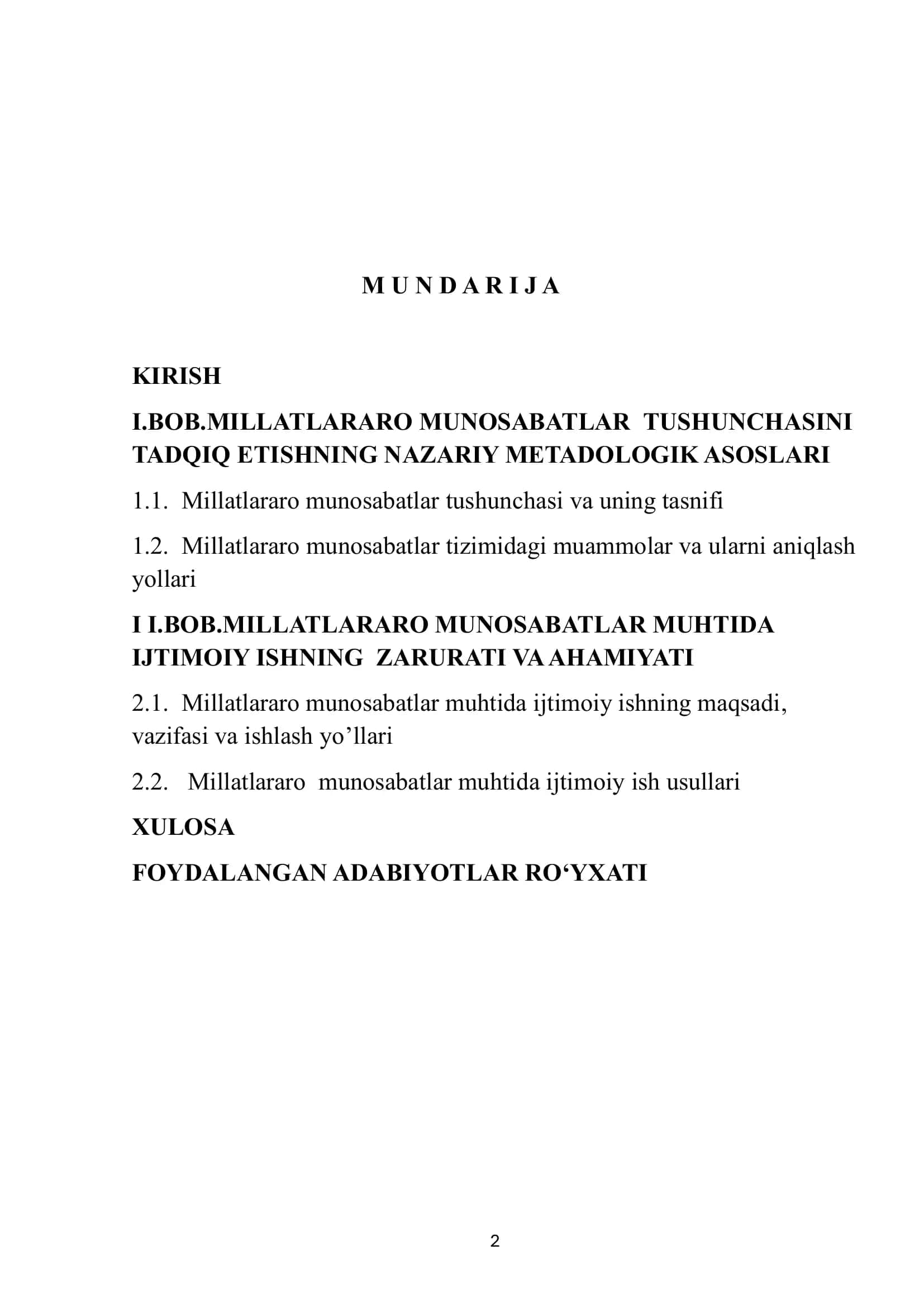 Millatlararo munosabatlar muhtida ijtimoiy ish 2